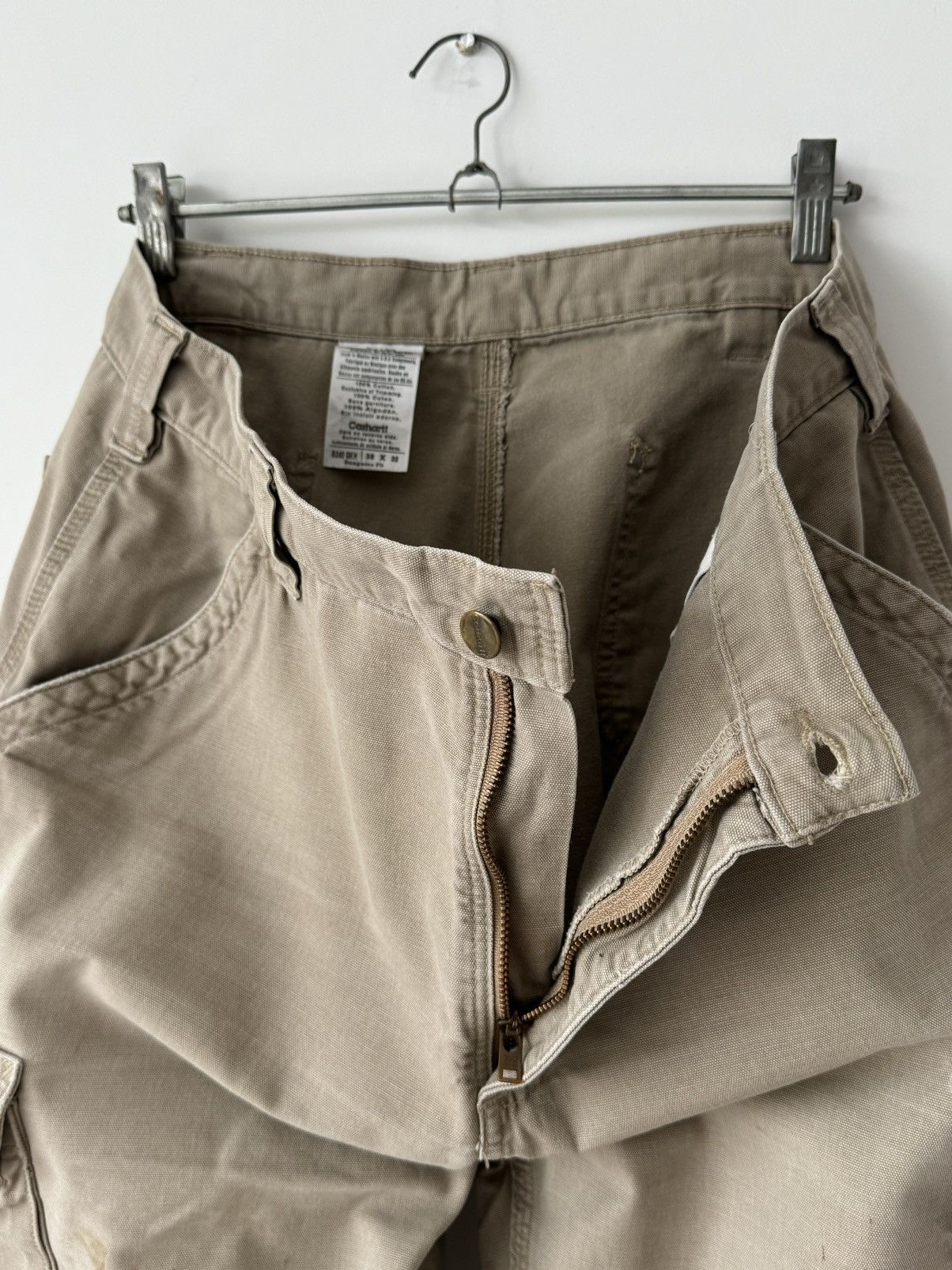 Carhartt × Vintage Vintage Carhartt Work Beige Faded Cargo Pants Size US 38 / EU 54 - 4 Thumbnail