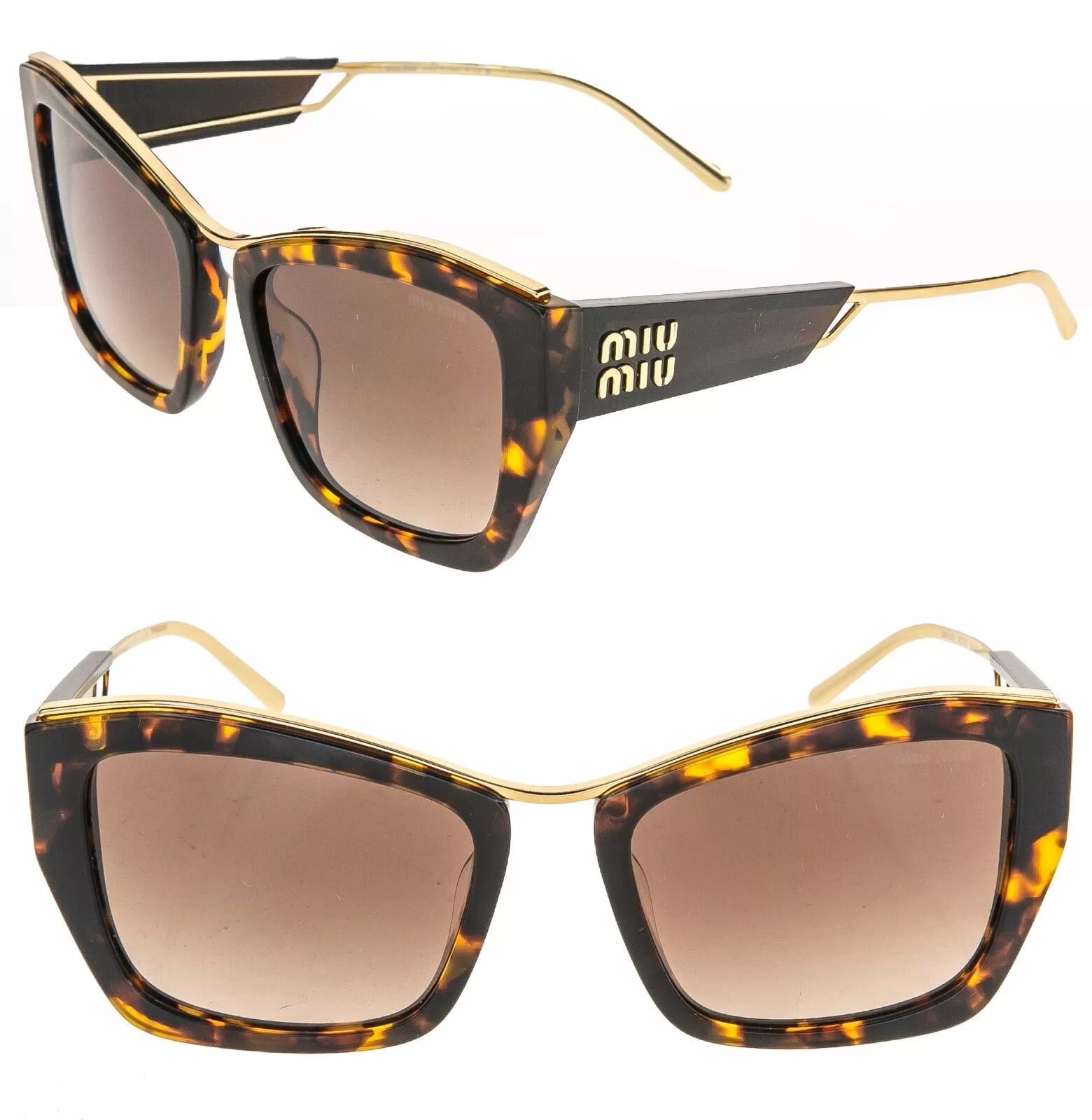 Miu Miu MIU MIU LOGO MU02YS Gold Brown Geometric Luxury Fashion 02Y Size ONE SIZE - 1 Thumbnail
