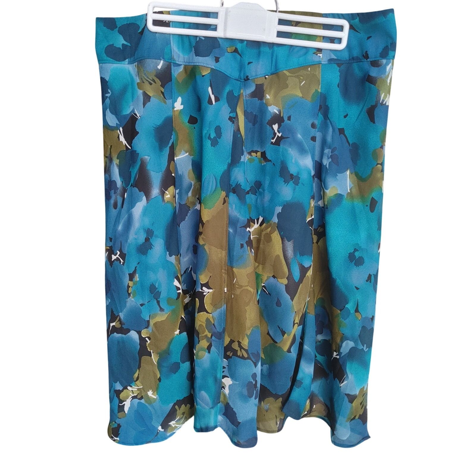 Other Sunny Leigh Women's 14 Blue/Gold Floral Sheer Lined Skirt Size 36" / US 14 / IT 50 - 1 Thumbnail