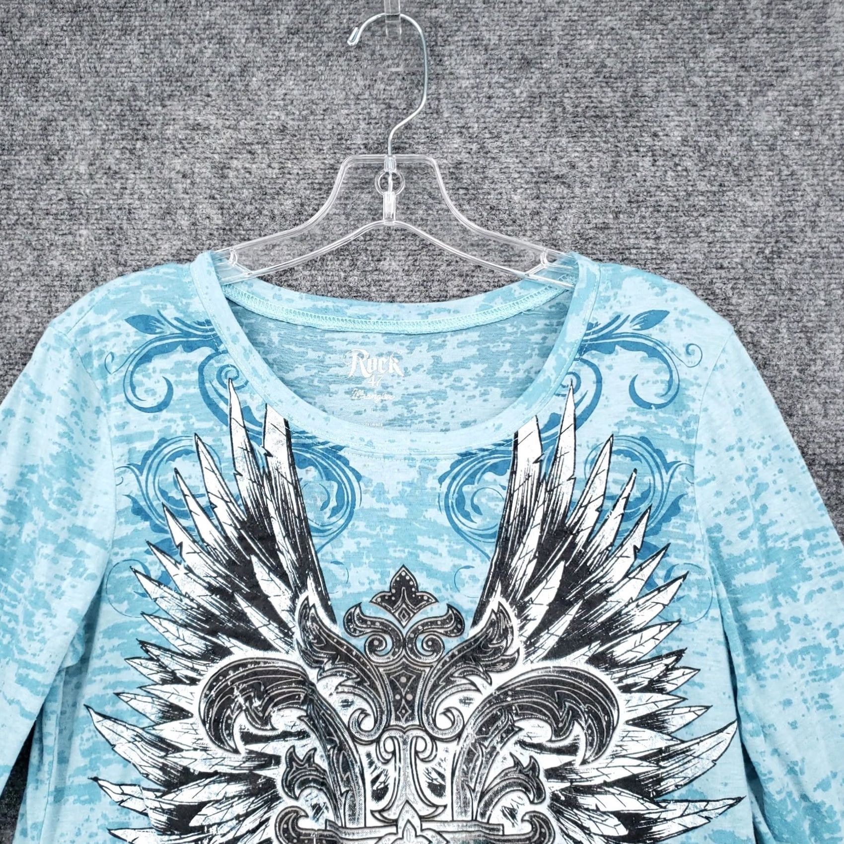 Wrangler Wrangler Rock 47 Shirt Womens Large Blue Graphic Tee Long Sleeve Grunge Y2K Size L / US 10 / IT 46 - 3 Thumbnail