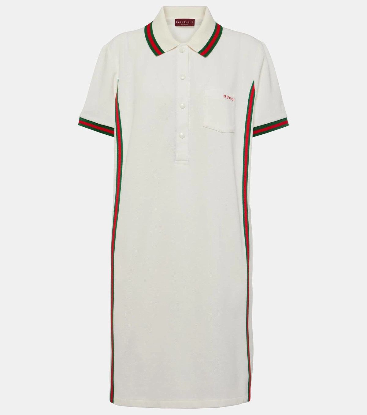 Gucci o1la5ras0526 Cotton Crepe Piquet Polo Dress in White Size XS / US 0-2 / IT 36-38 - 1 Thumbnail