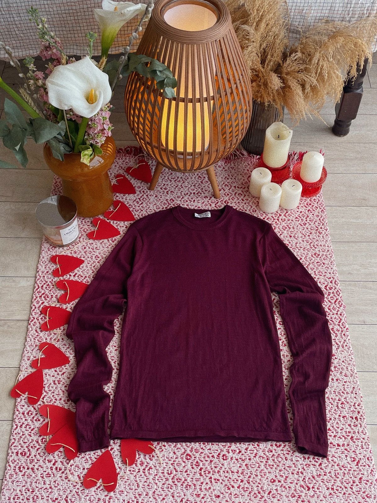 Acne Studios Acne Studios “Kurt” Burgundy Merino Sweater Size XS / US 0-2 / IT 36-38 - 2 Thumbnail