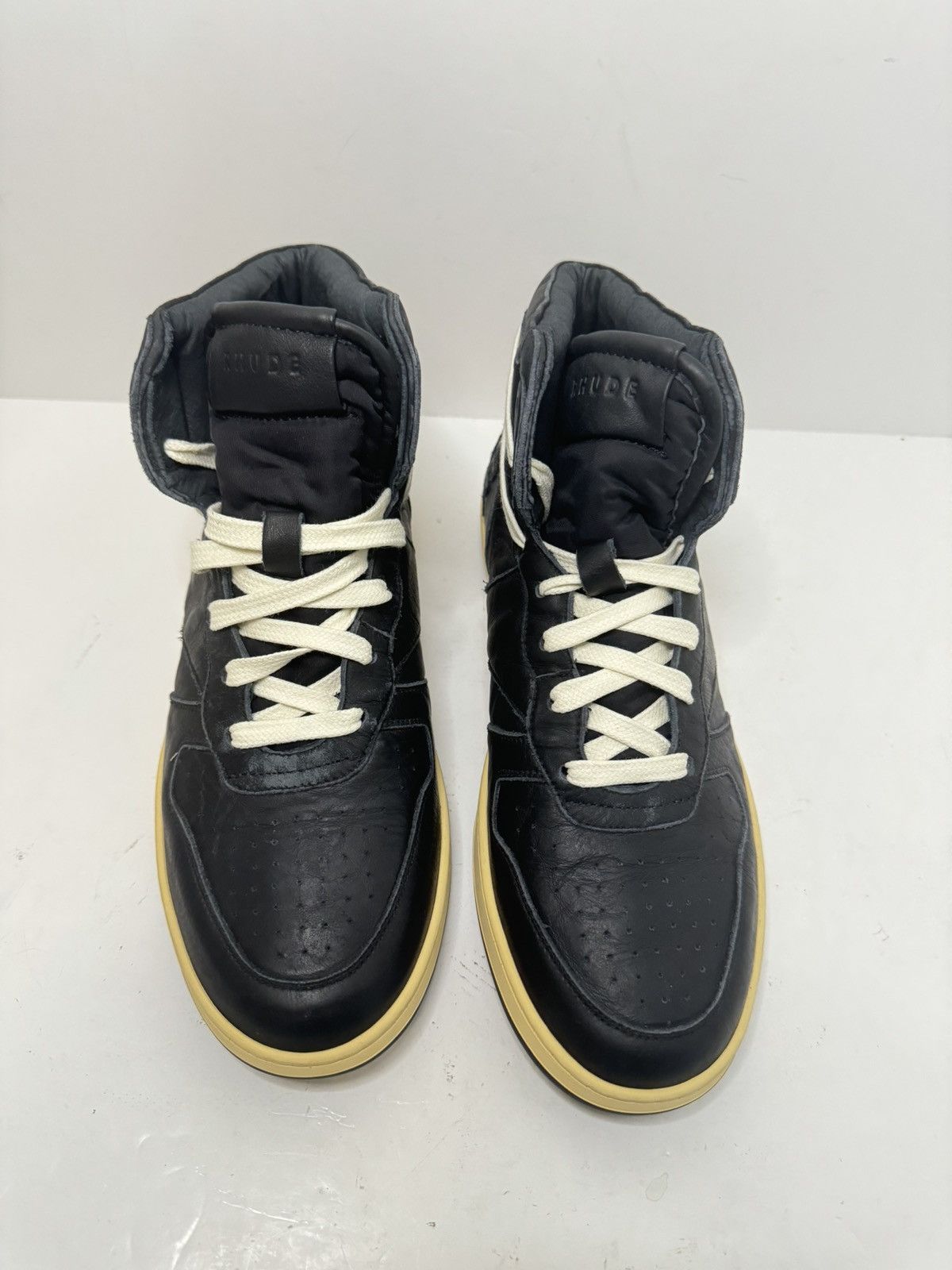 Rhude RHUDE "Rhecess" Leather High-Top Sneakers Black US 9 Size US 9 / EU 42 - 3 Thumbnail