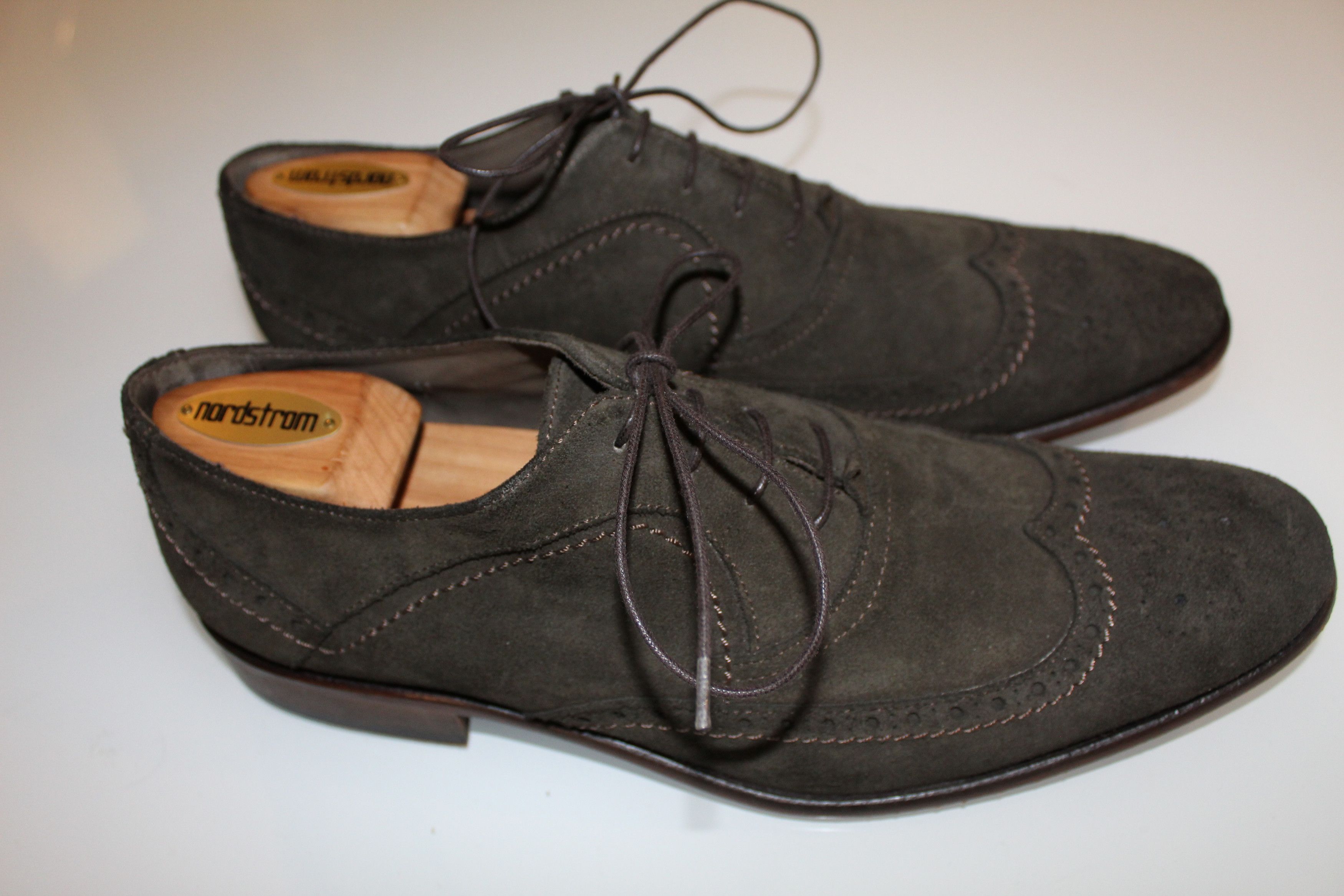 John Varvatos Varvatos Men’s Brogue – Chocolate Suede (Handmade in Italy) Size US 11 / EU 44 - 1 Thumbnail