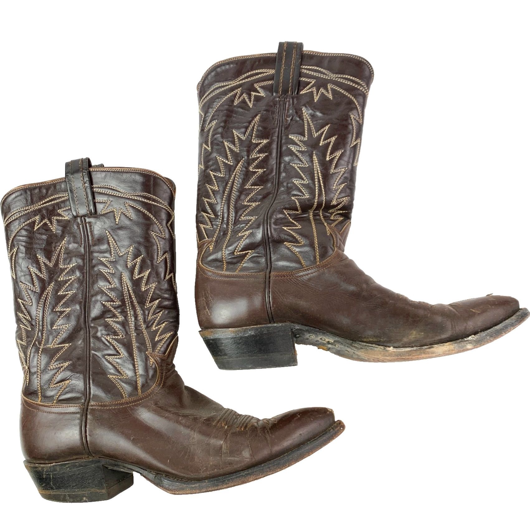 Tony Lama VINTAGE Tony Lama Boots Mens US 10 Cats Paw Dark Brown Leather Zipper Cowboy Western Shoes Mens Size US 10 / EU 43 - 4 Thumbnail