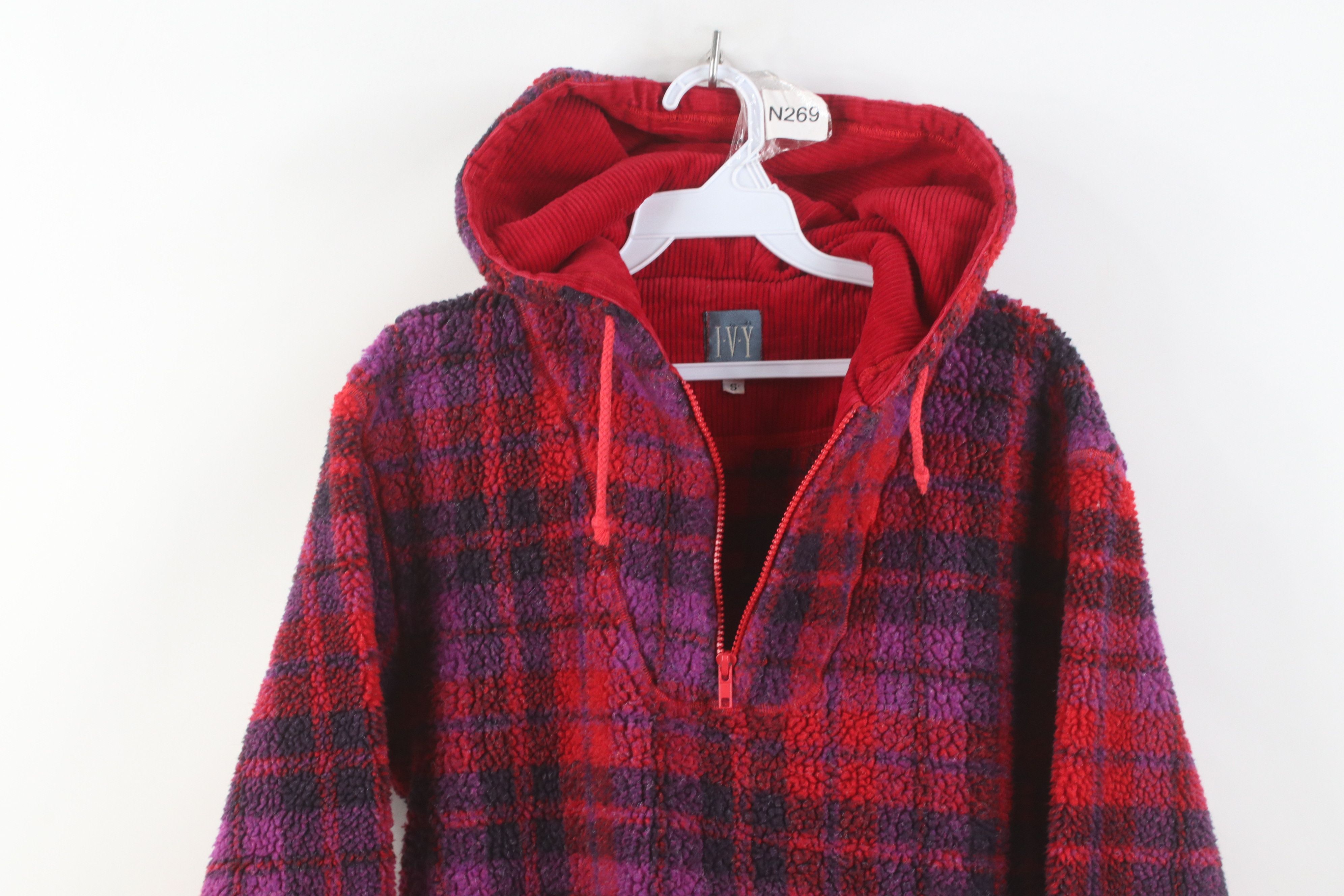 Vintage Vintage 90s Streetwear Deep Pile Fleece 1/4 Zip Hoodie USA Size S / US 4 / IT 40 - 2 Thumbnail