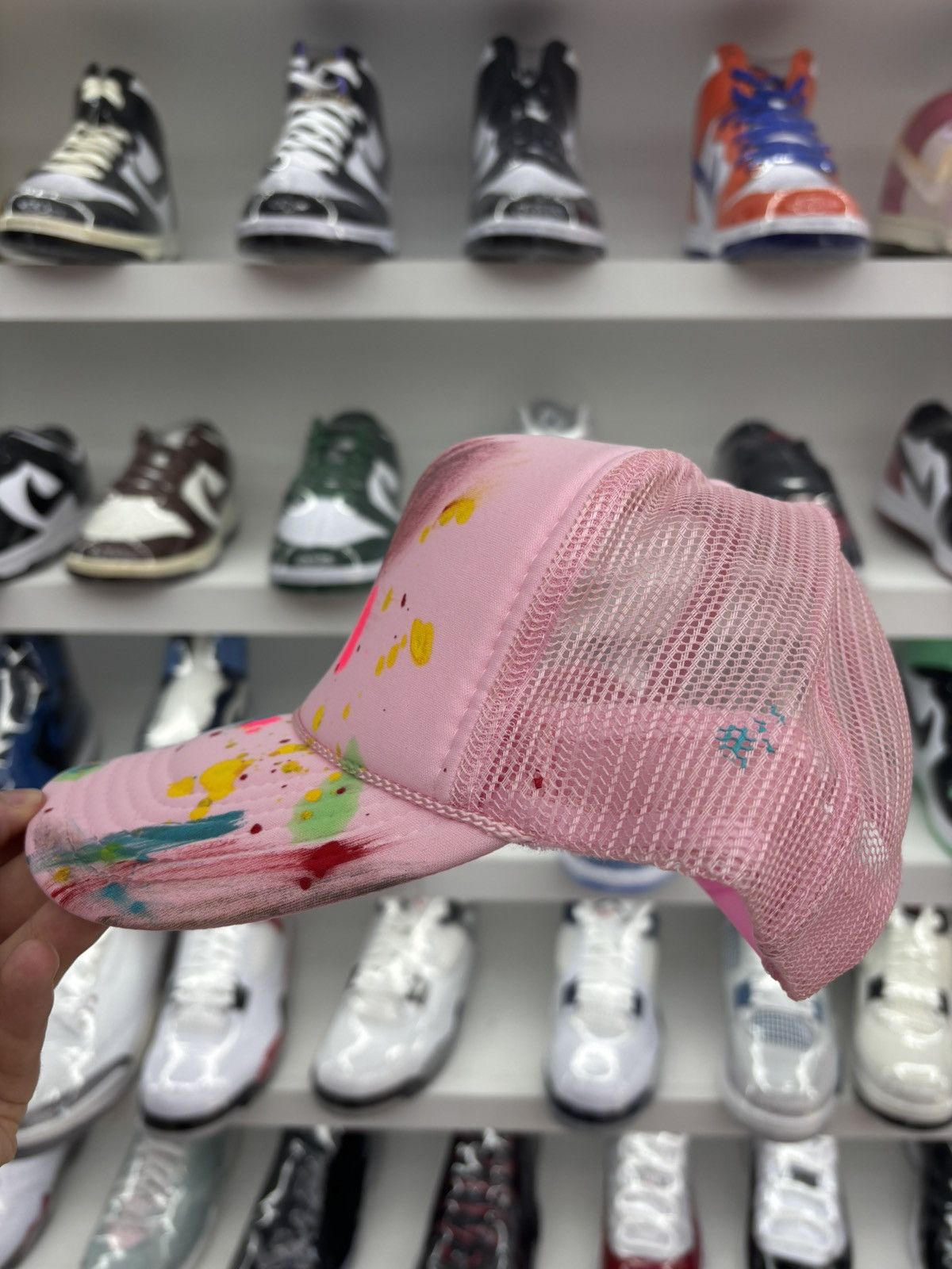 Vintage Vintage paint splatter trucker mesh hat Size ONE SIZE - 4 Thumbnail