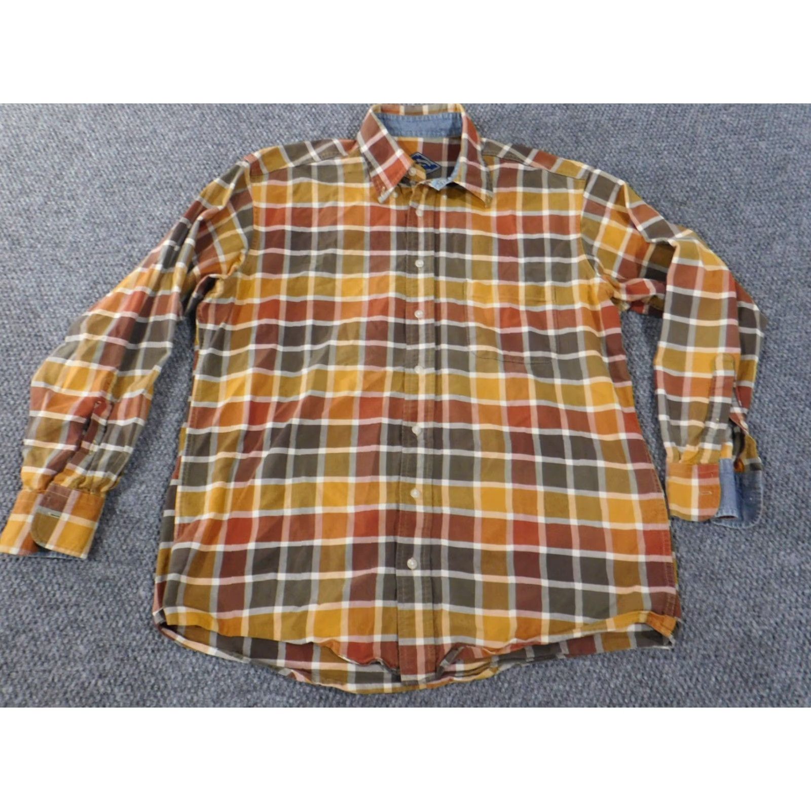 Bills Khakis Bills Khakis Shirt Mens Large Orange Plaid Button-Up Long Sleeve Casual Cotton Size US L / EU 52-54 / 3 - 4 Thumbnail