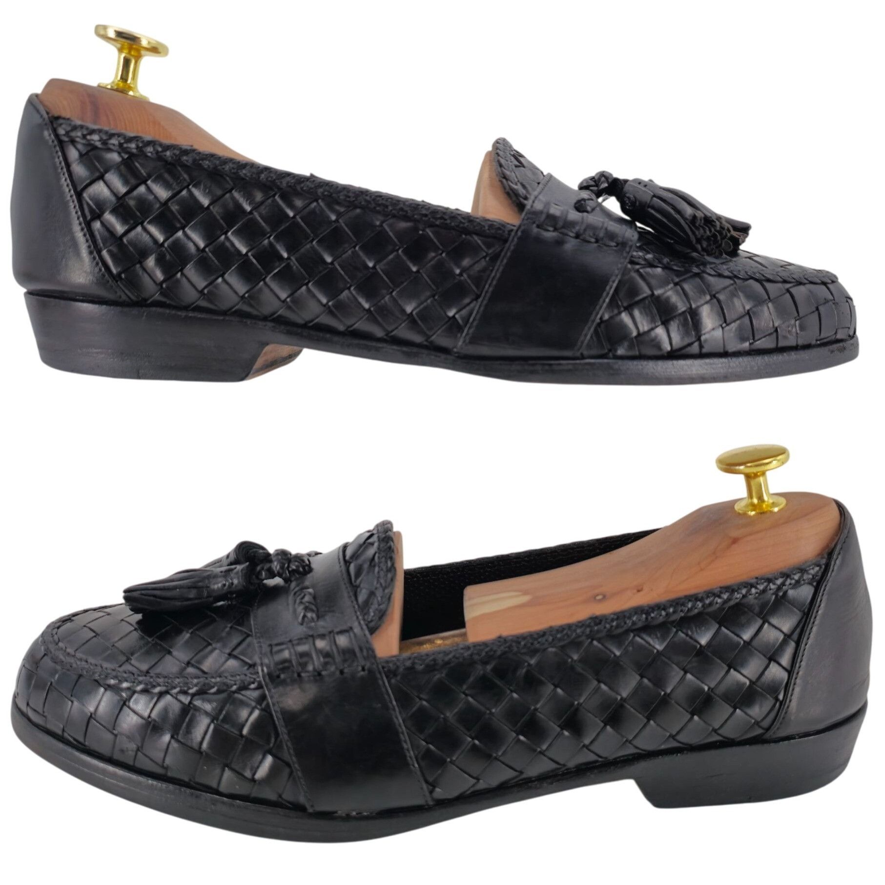 Bragano × Cole Haan Vintage Bragano Cole Haan Italy Black Woven Leather Tassel Size US 8 / EU 41 - 4 Thumbnail