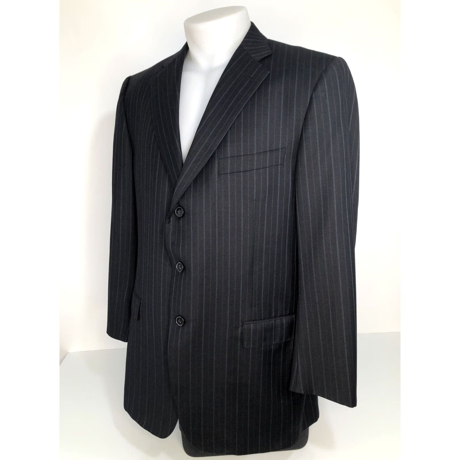 Ermenegildo Zegna ERMENEGILDO ZEGNA TROFEO/ROMA Wool 46R Striped Blazer Jacket - EXCELLENT Blazer Mens 46R Black Red White Size 46R - 2 Thumbnail