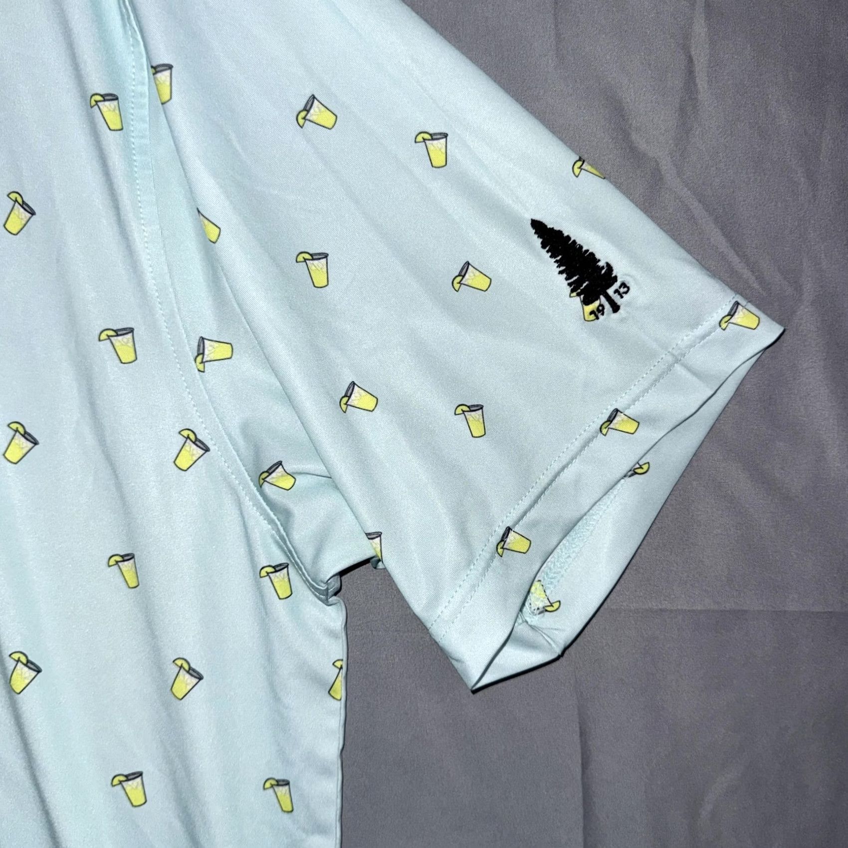 Footjoy FootJoy Polo Shirt Mens Large Blue Lemonade Drink Print Golf Performance Stretch Size US L / EU 52-54 / 3 - 6 Thumbnail