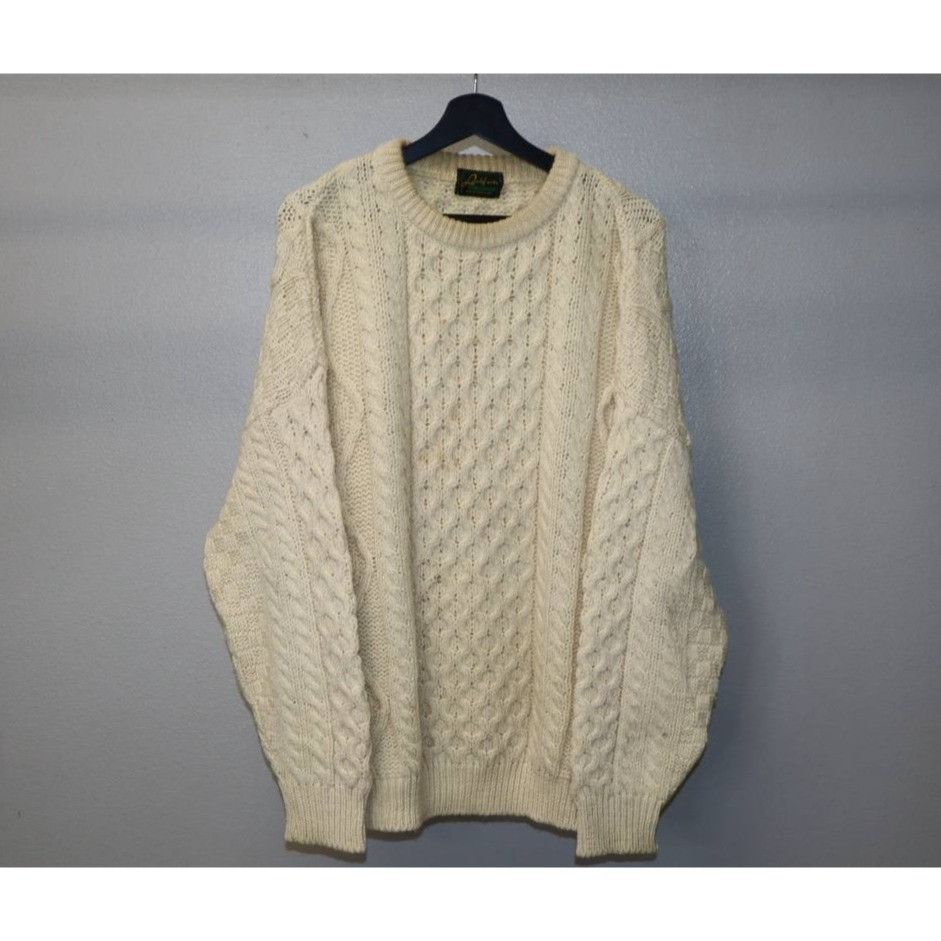 Vintage Vtg Latchfords Men's L Irish Wool Fisherman Cable Knit Size US L / EU 52-54 / 3 - 4 Thumbnail
