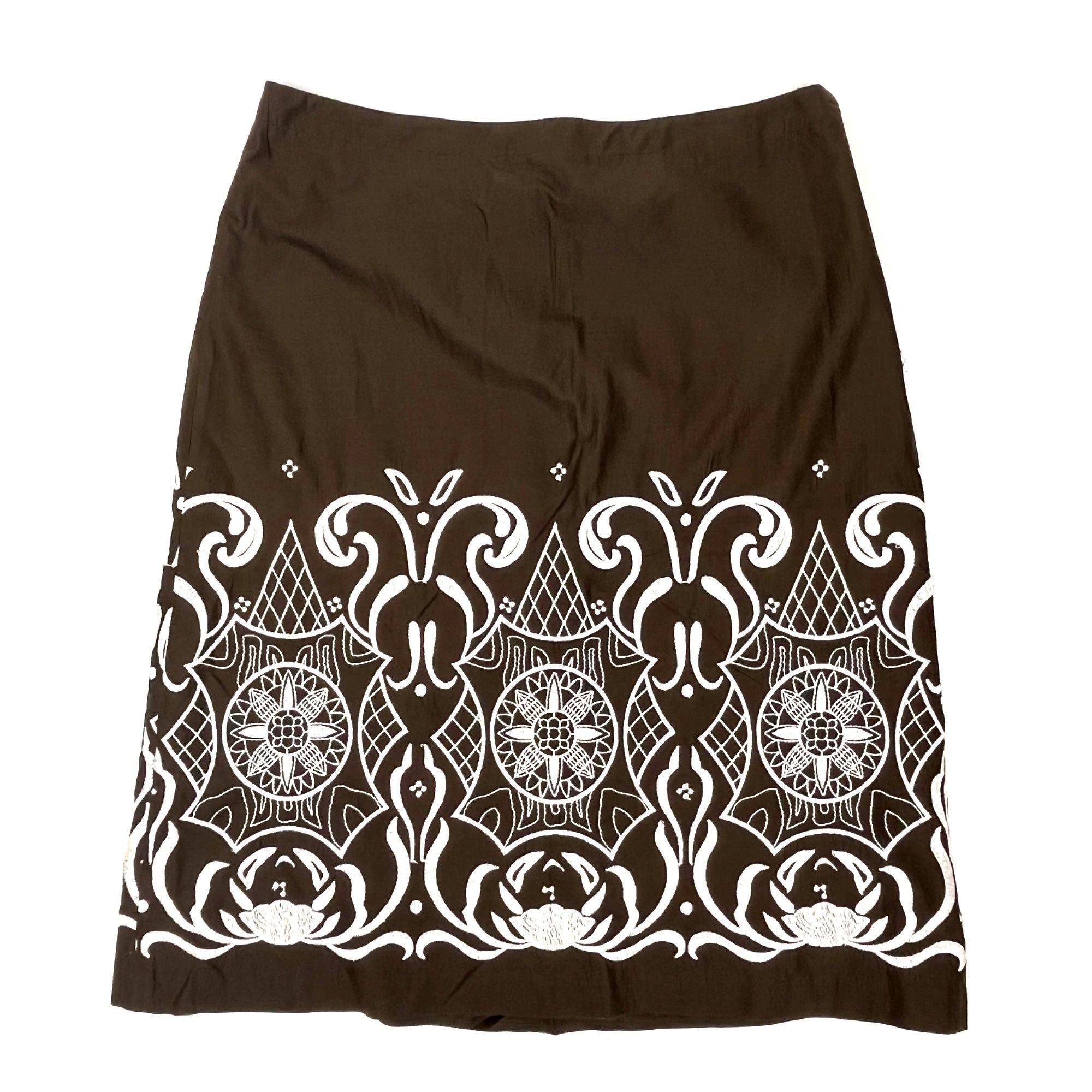 Loft LOFT Women's Embroidered A-Line Cotton Skirt Brown Size 10 Size 32" / US 10 / IT 46 - 1 Thumbnail