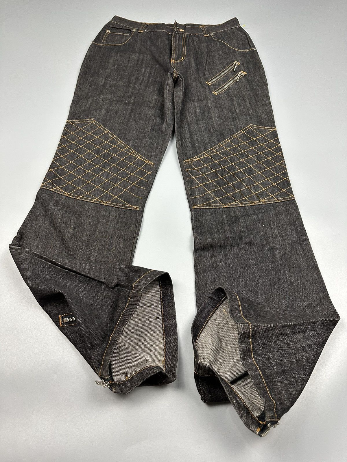 If Six Was Nine × Le Grande Bleu (L.G.B.) Seditionaries Double Knees Multi Zipper Flared Denim Size US 31 - 7 Thumbnail
