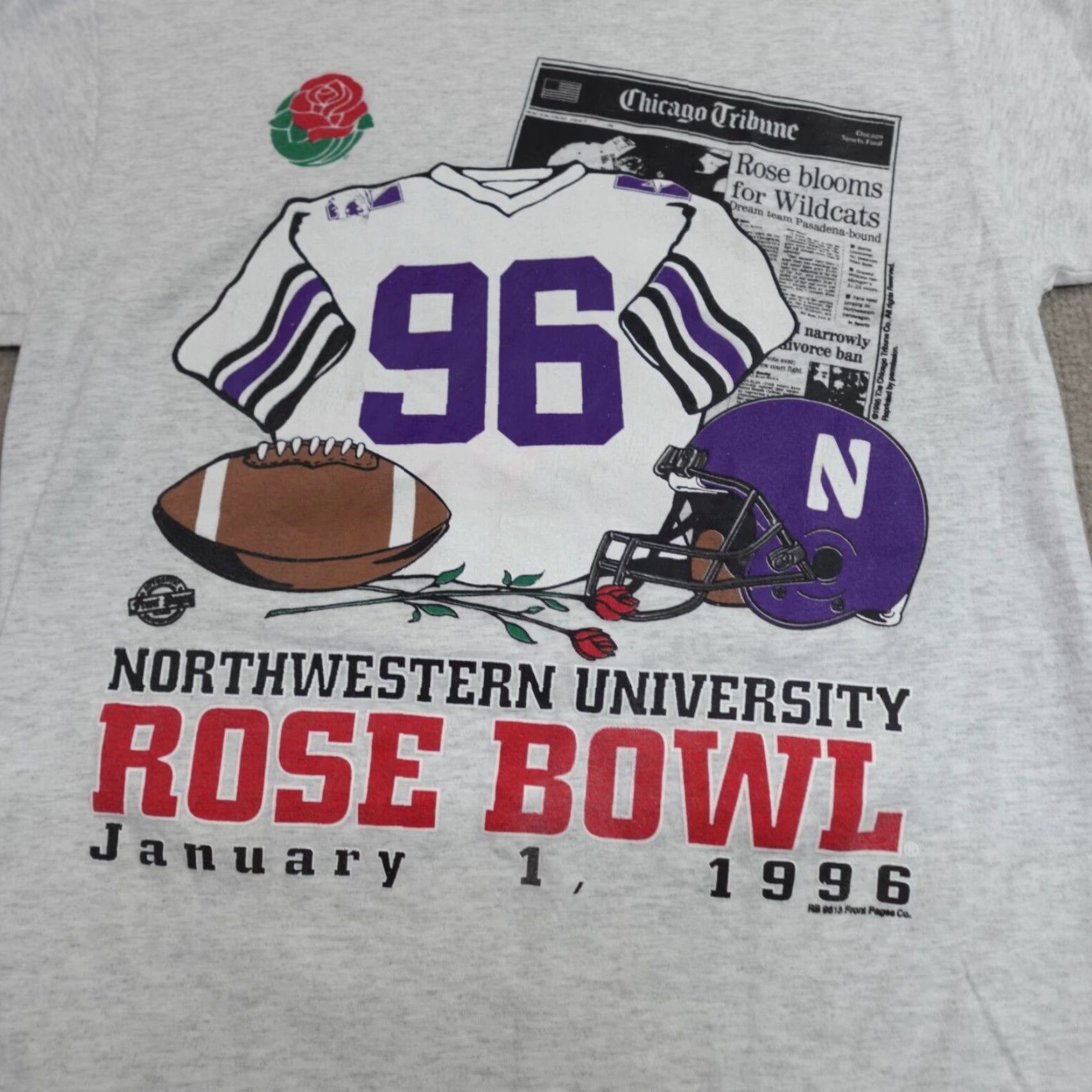 Vintage VINTAGE Rose Bowl Shirt Gray Small Northwestern USA 1996 Men T-Shirt Crew Neck Short Sleeve USA Made in USA Size US S / EU 44-46 / 1 - 2 Thumbnail