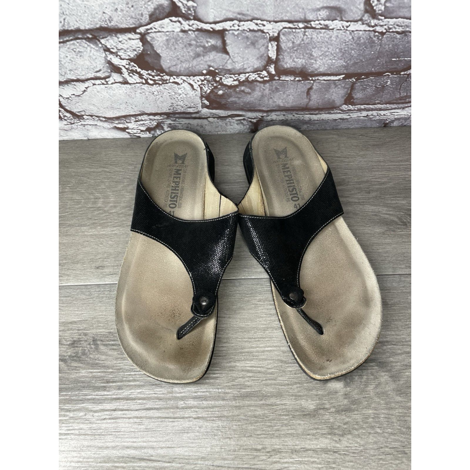 Mephisto Mephisto Agacio Black Leather Thong Slip On Sandals Women’s Size US 10.5 / IT 40.5 - 1 Thumbnail