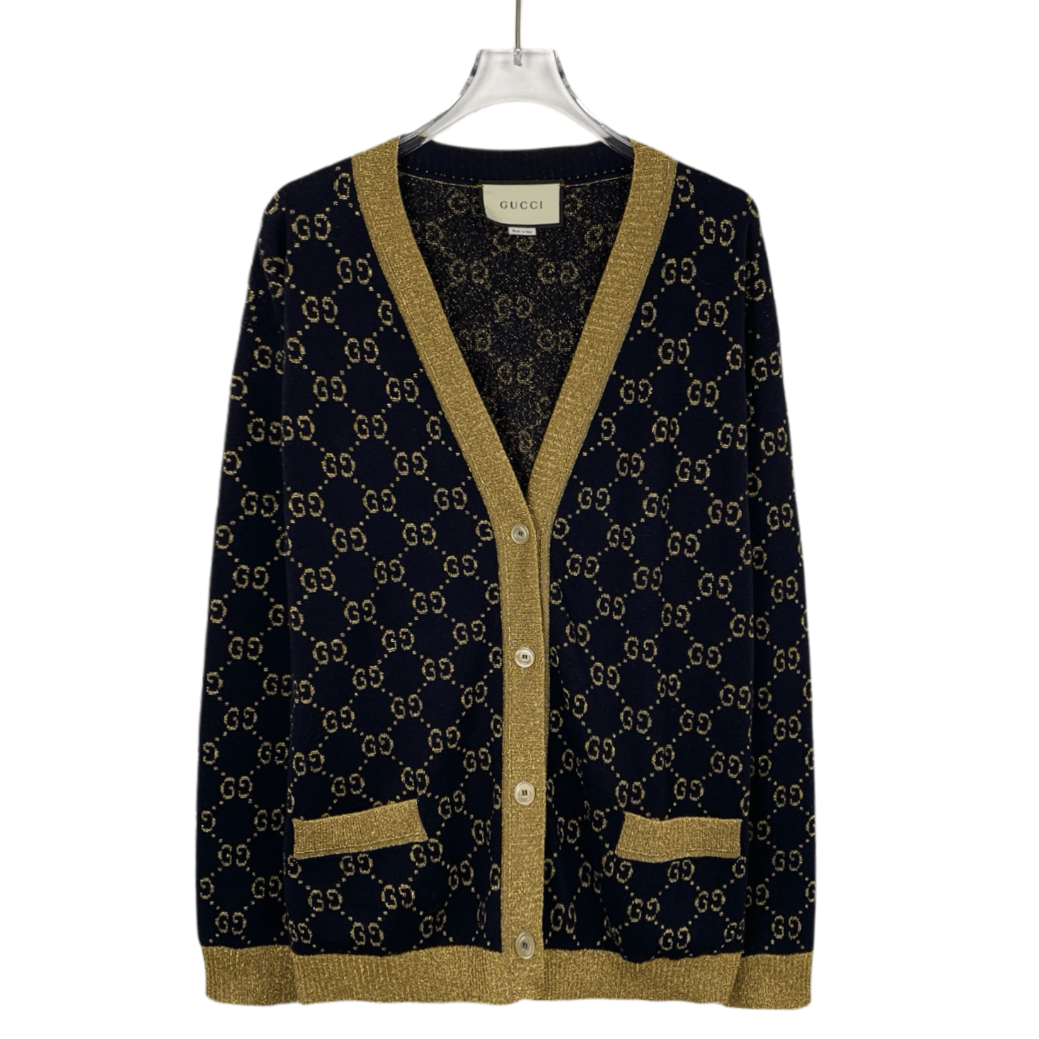 Gucci Gucci Black and gold V-neck knit coat Size M / US 6-8 / IT 42-44 - 2 Thumbnail
