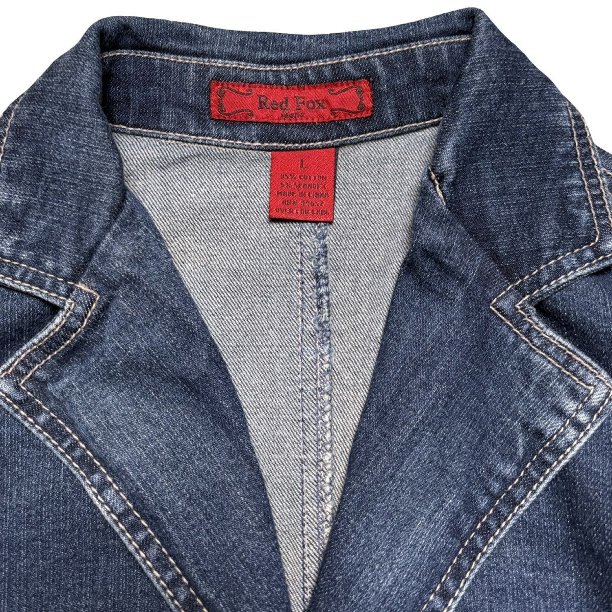 Other VTG Y2k Red Fox Denim Blazer Jacket Women's L Blue Dark wash Size L / US 10 / IT 46 - 2 Thumbnail