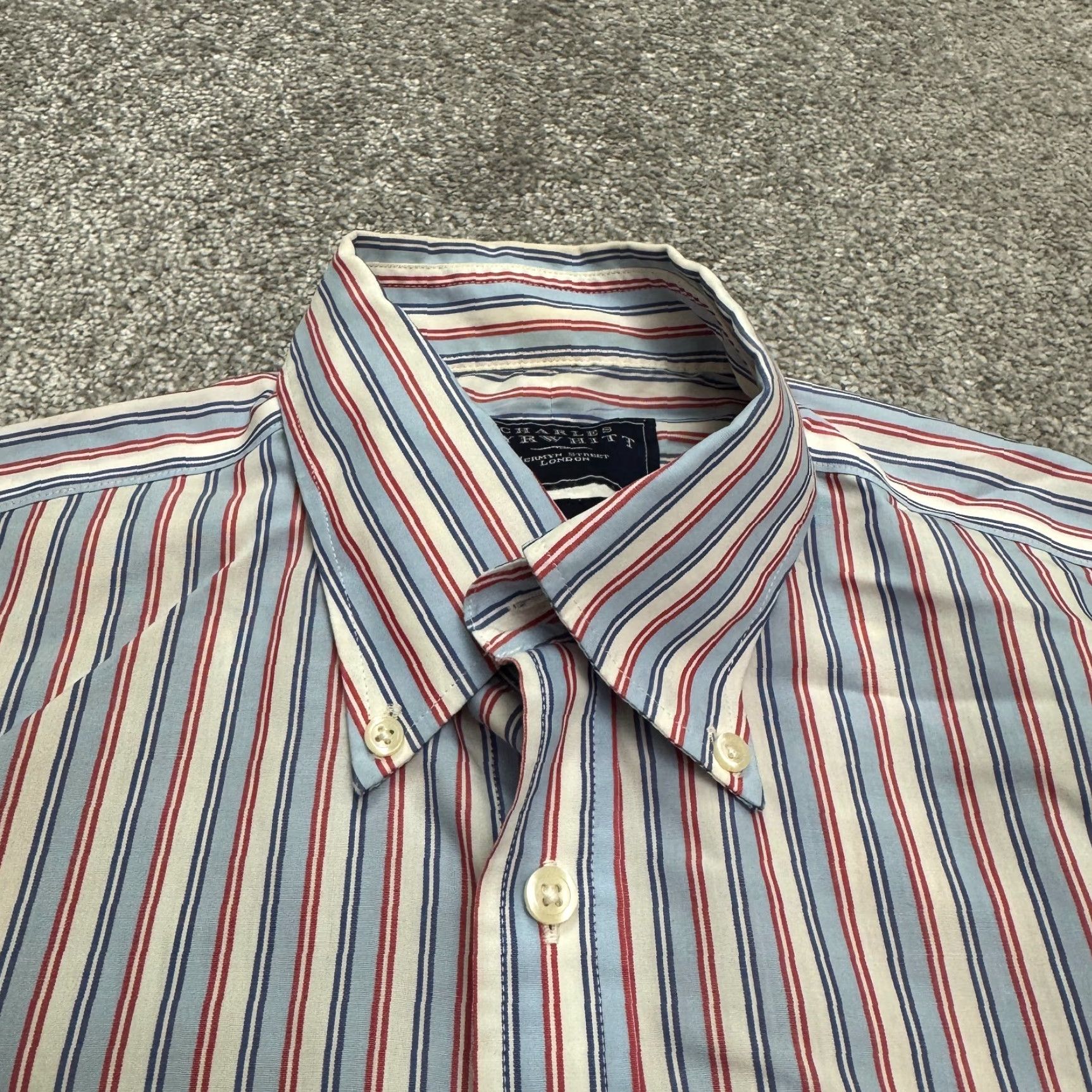 Charles Tyrwhitt Charles Tyrwhitt Dress Shirt Mens M Multicolor Striped Button-Down Non-Iron Size 40R - 6 Thumbnail