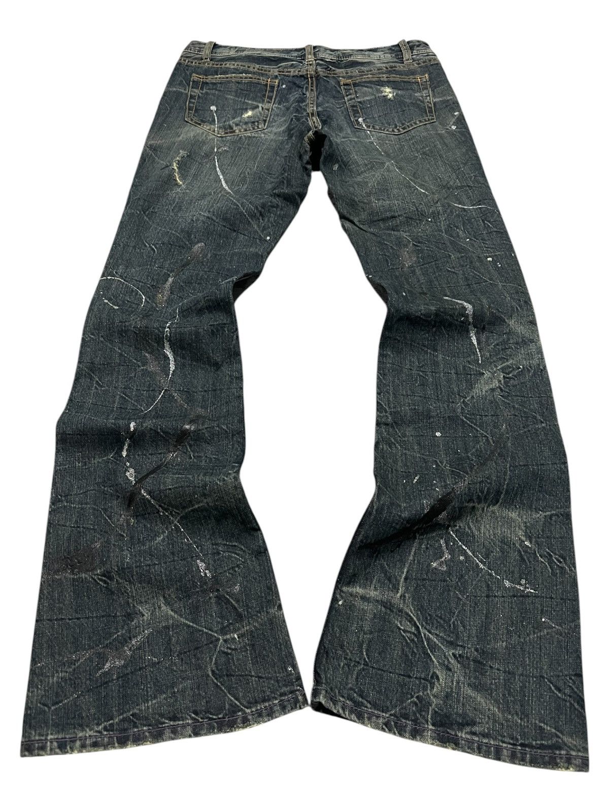 If Six Was Nine × Le Grande Bleu (L.G.B.) × Tornado Mart Theoria Mudwash Distressed Splatter Flared Denim Size US 30 / EU 46 - 2 Thumbnail