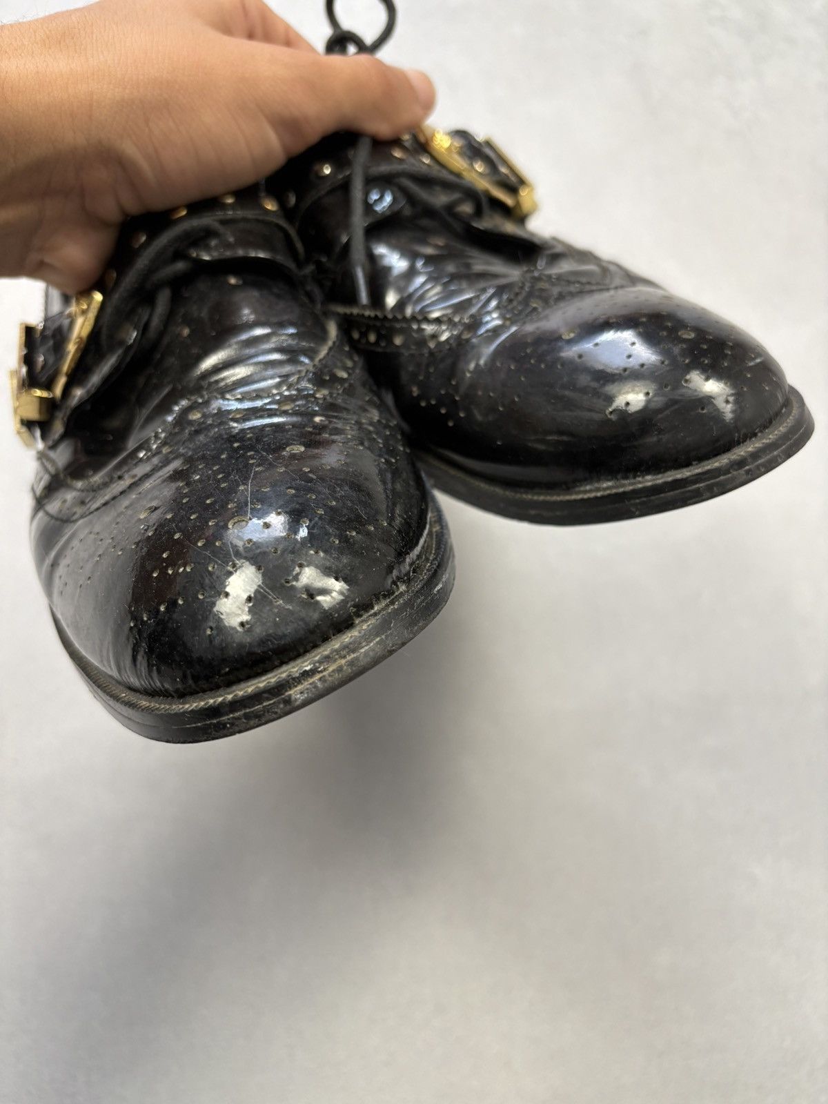 Versace Versace Vintage Black Patent Brogues Medusa Buckle Shoes 90s Size US 11 / EU 44 - 4 Thumbnail