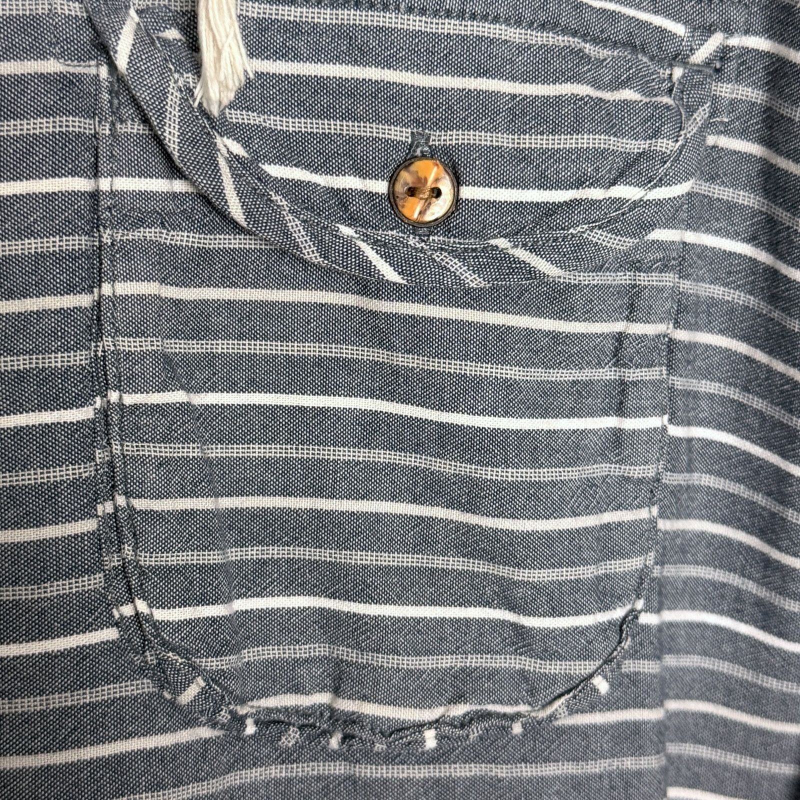 Lucky Brand Lucky Brand XL Striped Linen Blend Hooded Button-Up Shirt Size US XL / EU 56 / 4 - 5 Thumbnail