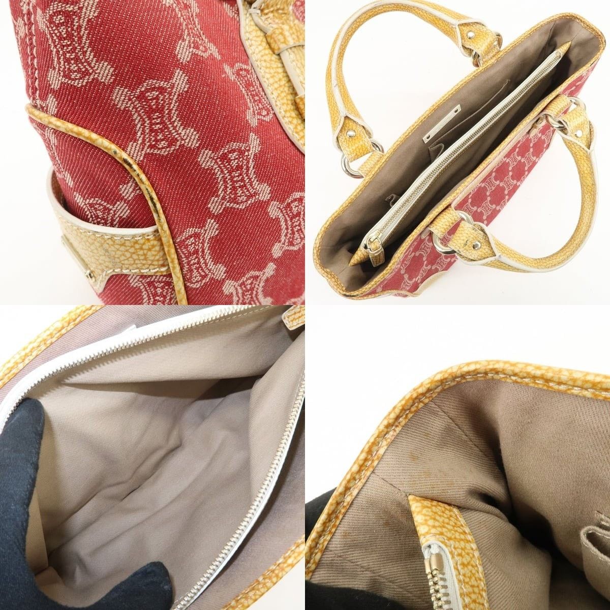 Celine Celine Macadam Boogie Canvas & Leather Satchel Red Size ONE SIZE - 7 Thumbnail