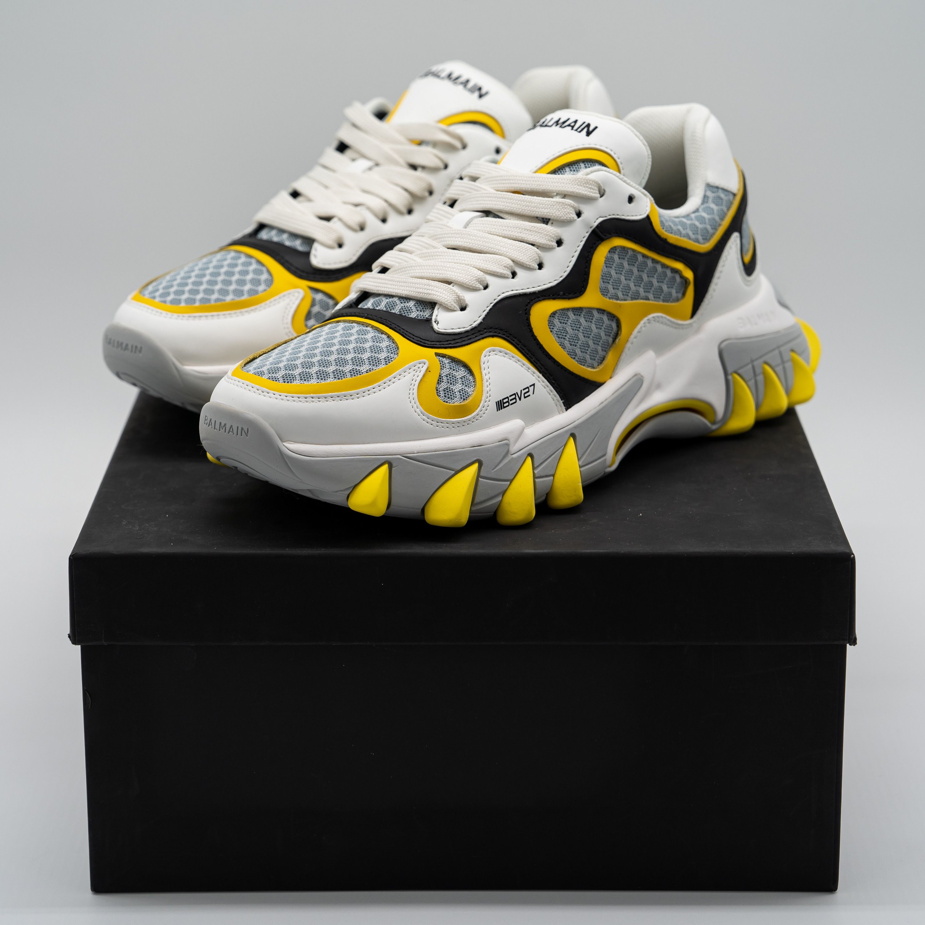 Balmain 42 9 US Balmain B-East White Black Yellow Sneakers Leather Size US 8.5 / EU 41-42 - 13 Thumbnail