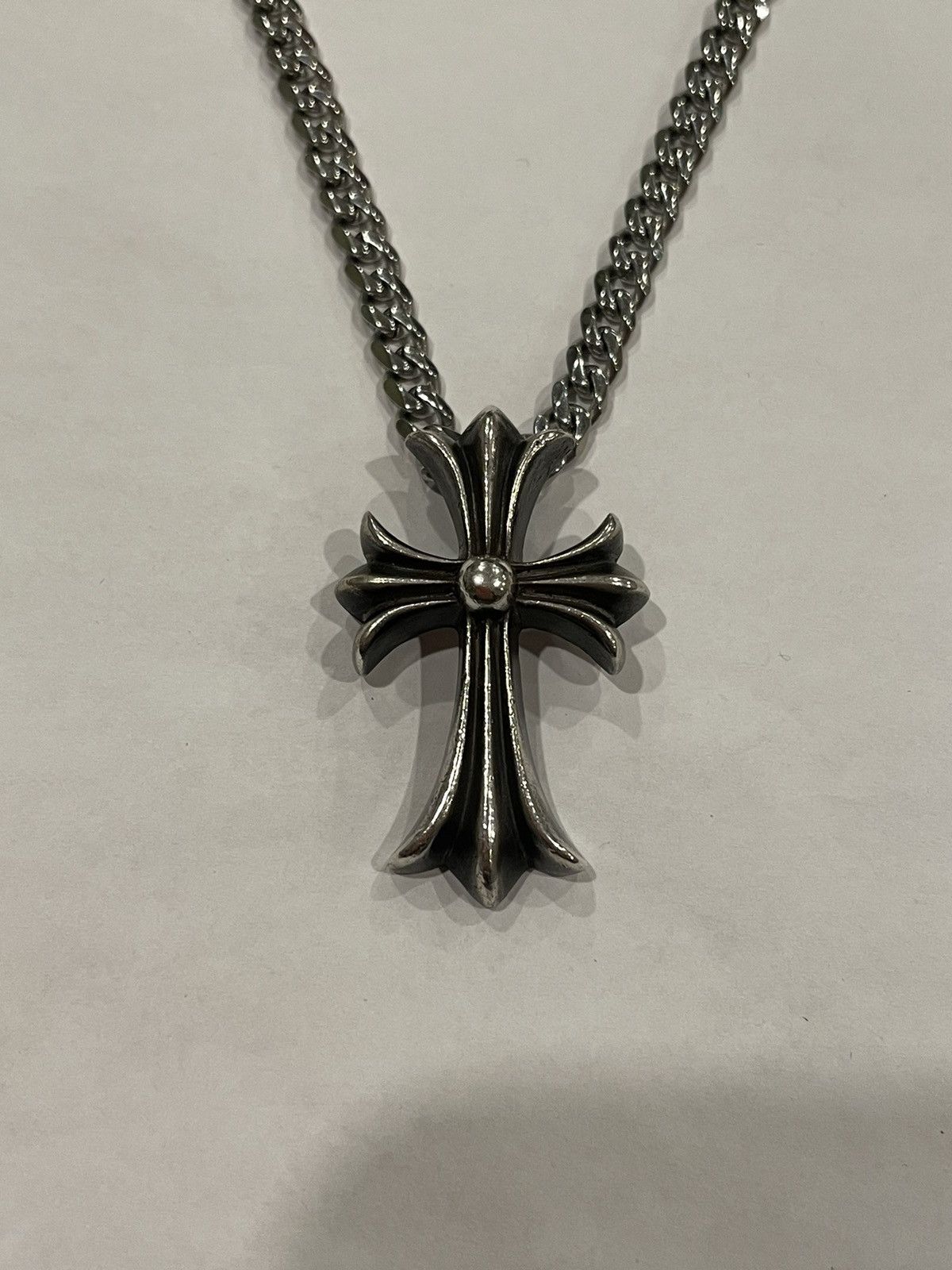 Chrome Hearts Large Cross Pendant Cuban Link Chain Necklace