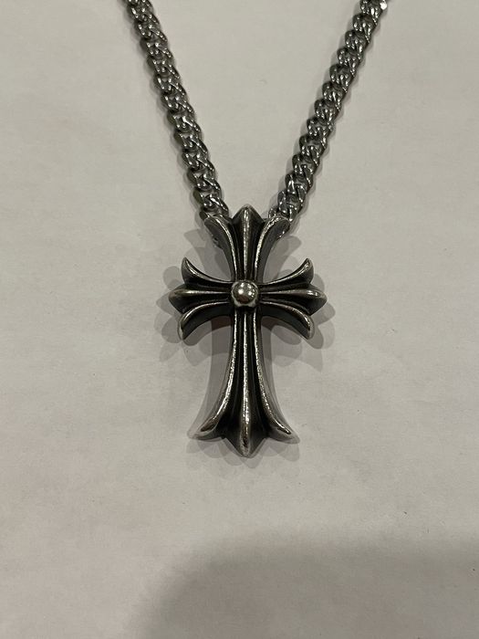 Chrome Hearts Chrome Hearts Large Cross Pendant Cuban Link Chain ...