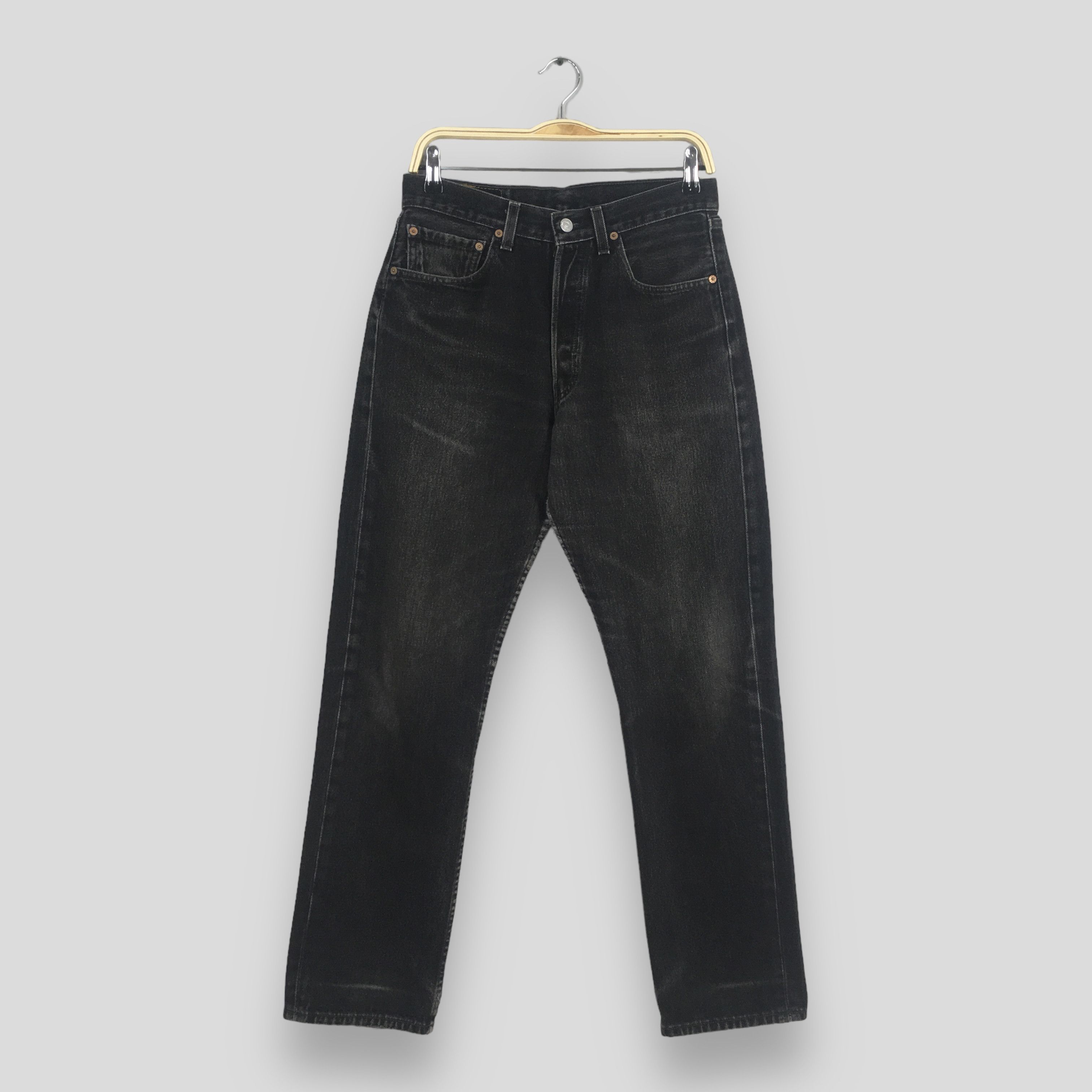 Levi's Size 29x29.5 Vintage 90s Levi's 501 Faded Black Jeans S728 Size US 29 - 1 Thumbnail