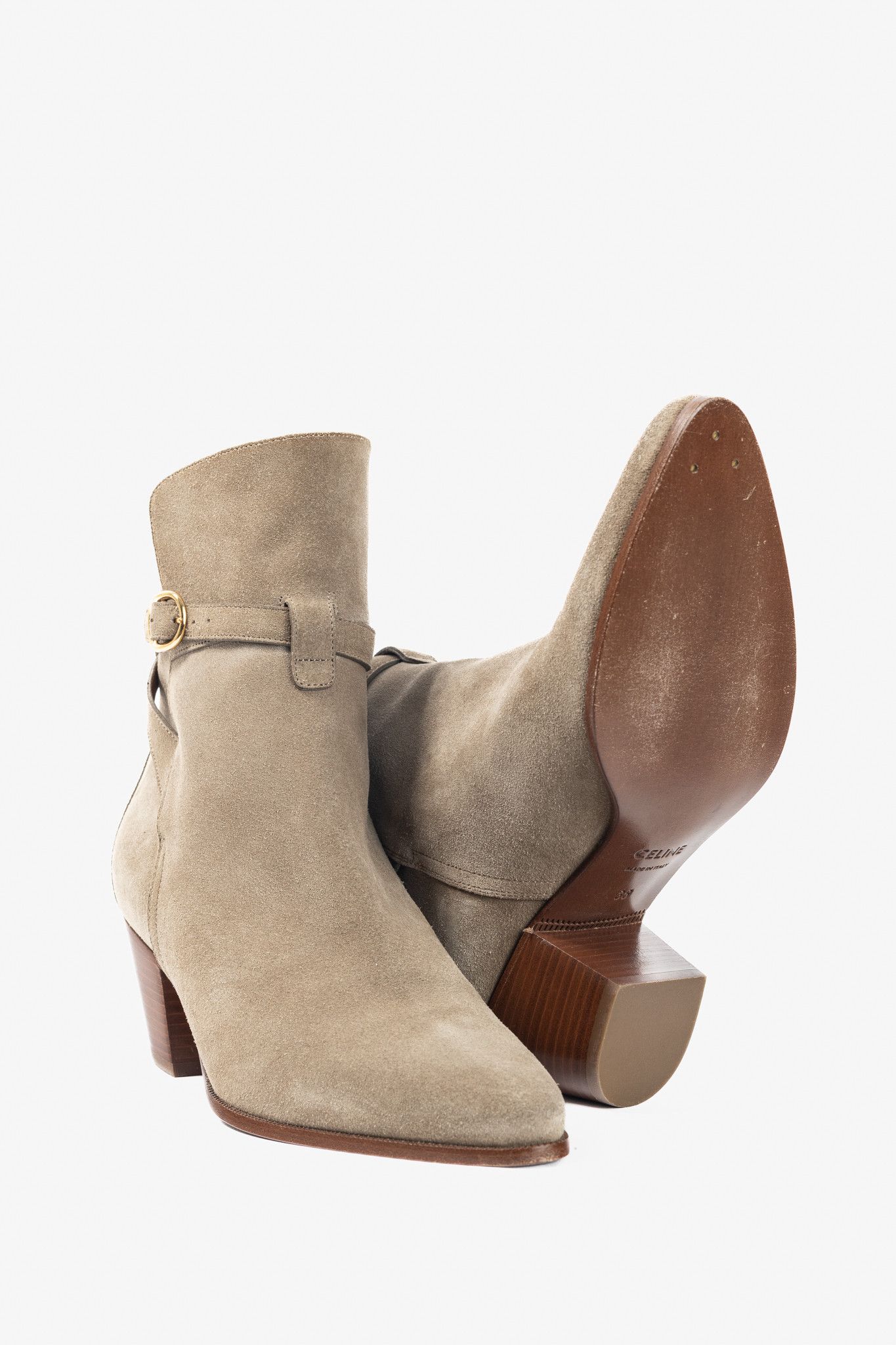 Celine Celine Beige Suede Wraparound Ankle Boots Size US 7.5 / IT 37.5 - 4 Thumbnail