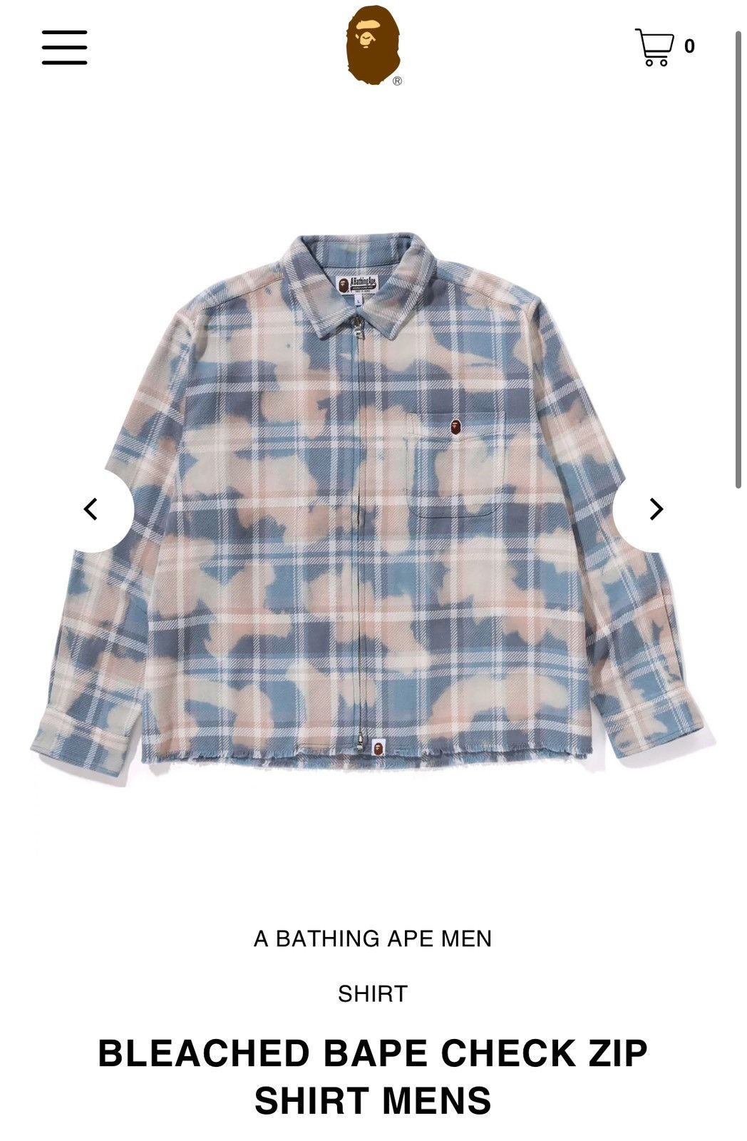 Bape Bape Bleached Check Zip Up Flannel Shirt | Grailed