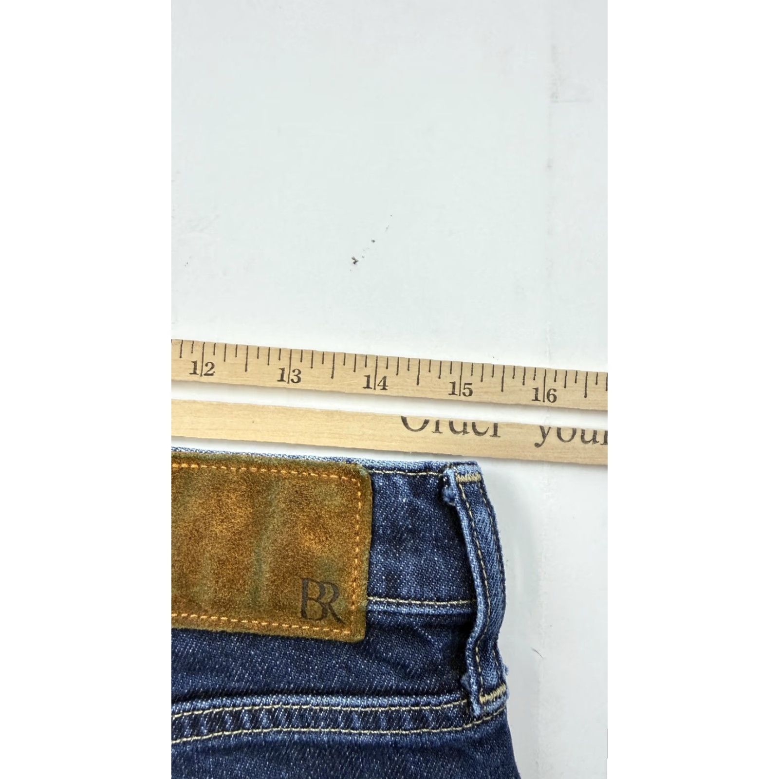 Banana Republic Banana Republic Jeans Womens 29 Blue Dark Wash Button Fly Straight Leg Raw Hem Distressed Pockets 99% Cotton Spandex Size 29" - 7 Thumbnail