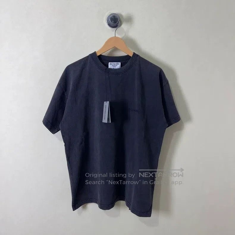 Balenciaga Balenciaga Black Front and Back Embroidered Logo Short Sle Size US S / EU 44-46 / 1 - 1 Thumbnail