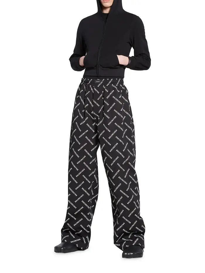 Balenciaga o1la1rc1a0226 Bal Diagonal Allover Pyjama Pants In Black Size US 34 / EU 50 - 4 Thumbnail