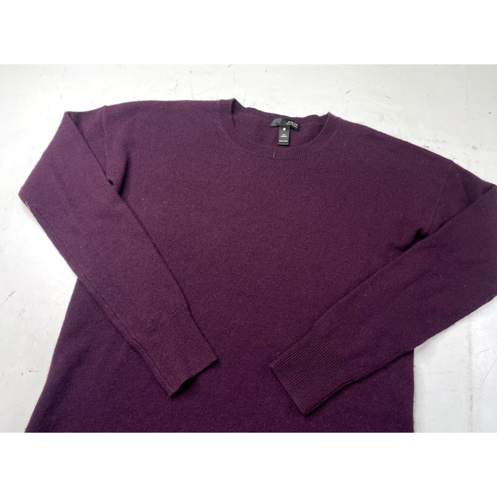 AQUA Aqua 100% Cashmere Crew Neck Knit Sweater Purple XS Womens Size XS / US 0-2 / IT 36-38 - 2 Thumbnail