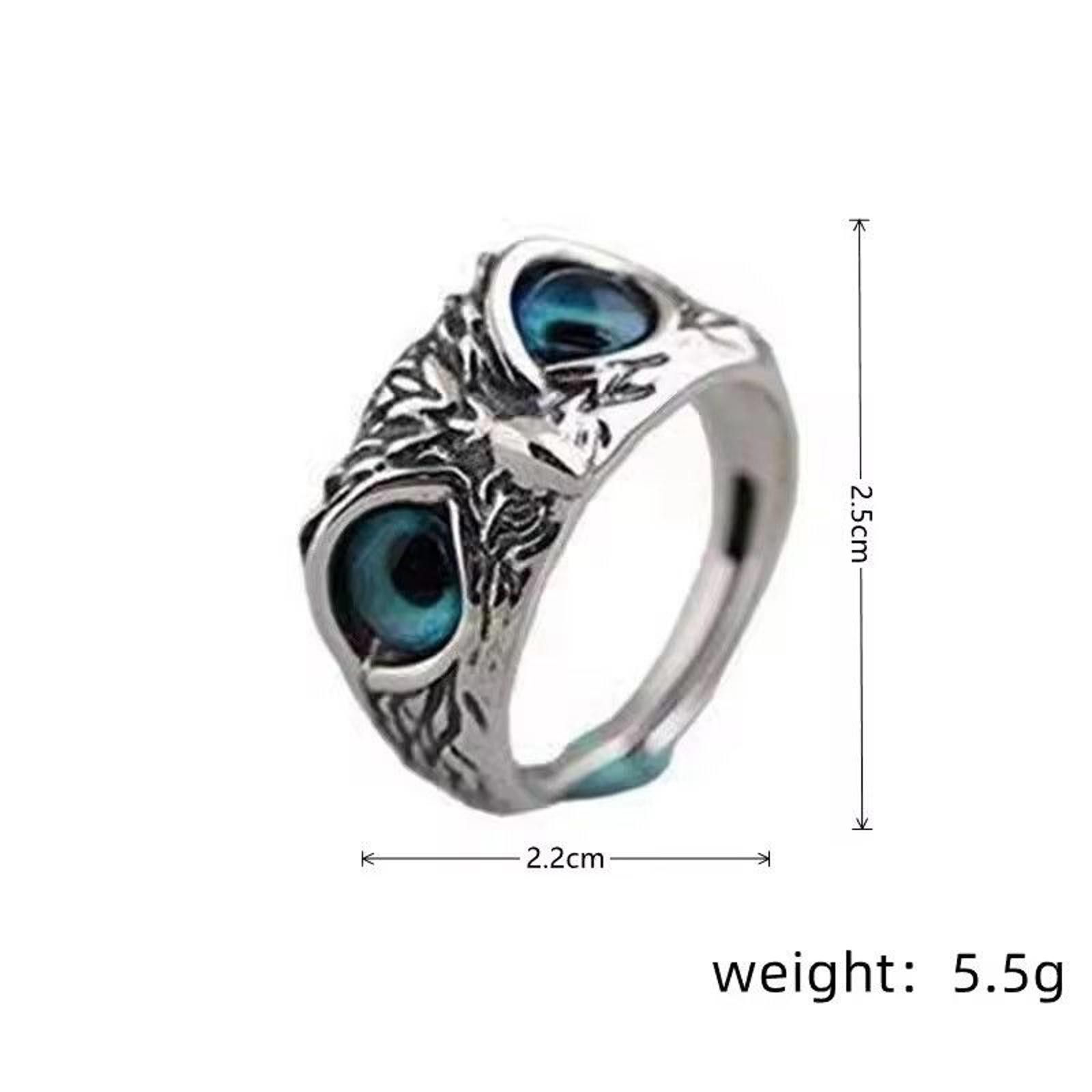 Japanese Brand Blue Eyed Owl Design Ring Size ONE SIZE - 2 Thumbnail
