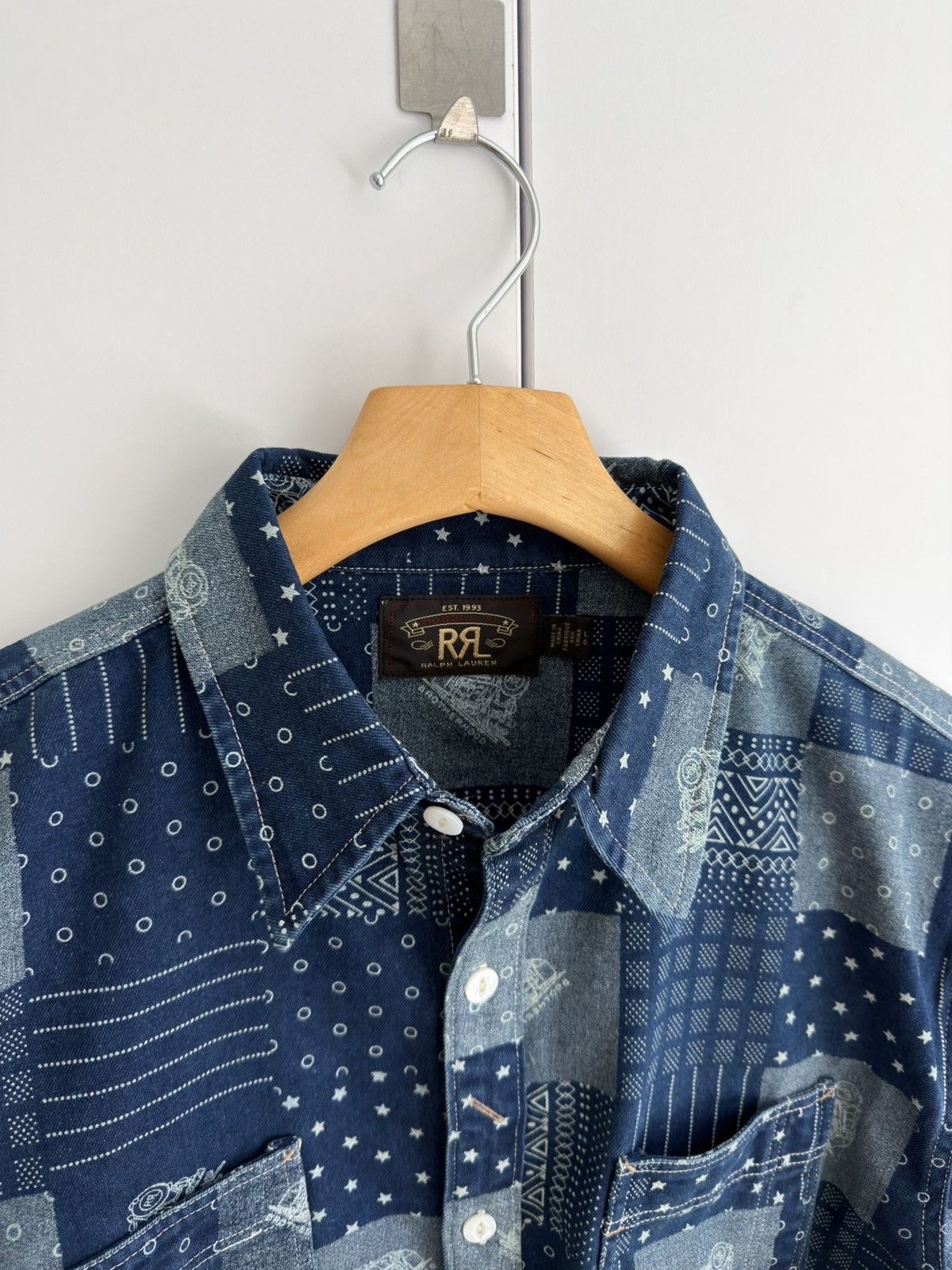 RRL Ralph Lauren RRL Double RL Ralph Lauren Denim Patch Work Shirt Blue Size US L / EU 52-54 / 3 - 5 Thumbnail