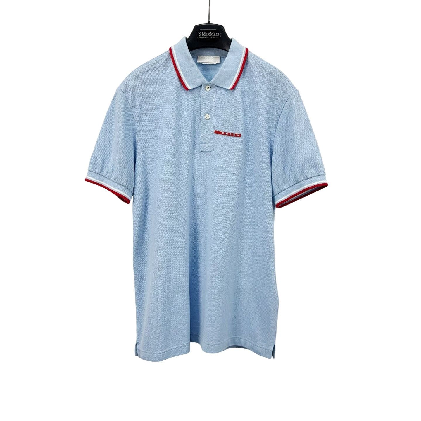 Prada Prada Red Logo Patch Striped Trim Polo Blue M Size US M / EU 48-50 / 2 - 1 Thumbnail