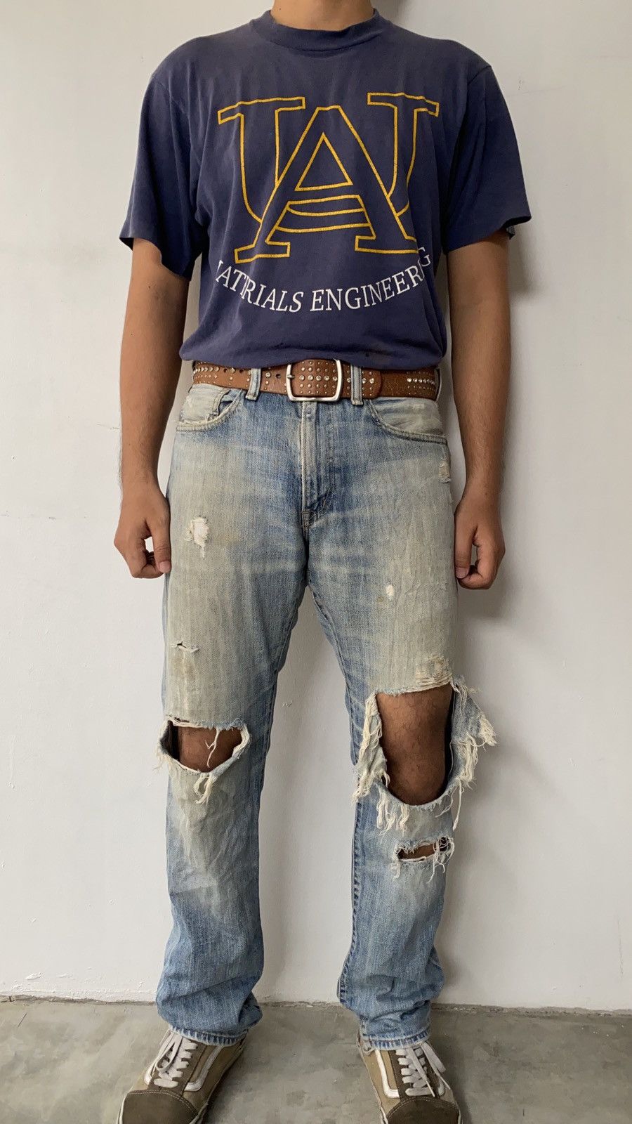 Ralph Lauren × Vintage THRASHED Mud Wash Ralph Lauren Destroyed Jeans Size US 32 / EU 48 - 3 Thumbnail