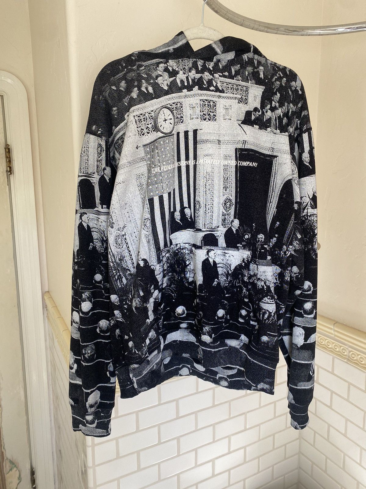 image of Jaden Smith x Msftsrep Federal Reserve Hoodie in Black, Men's (Size Large)