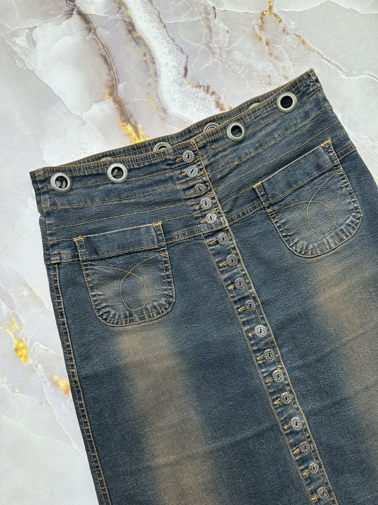 Vintage Knee Length Denim Skirt