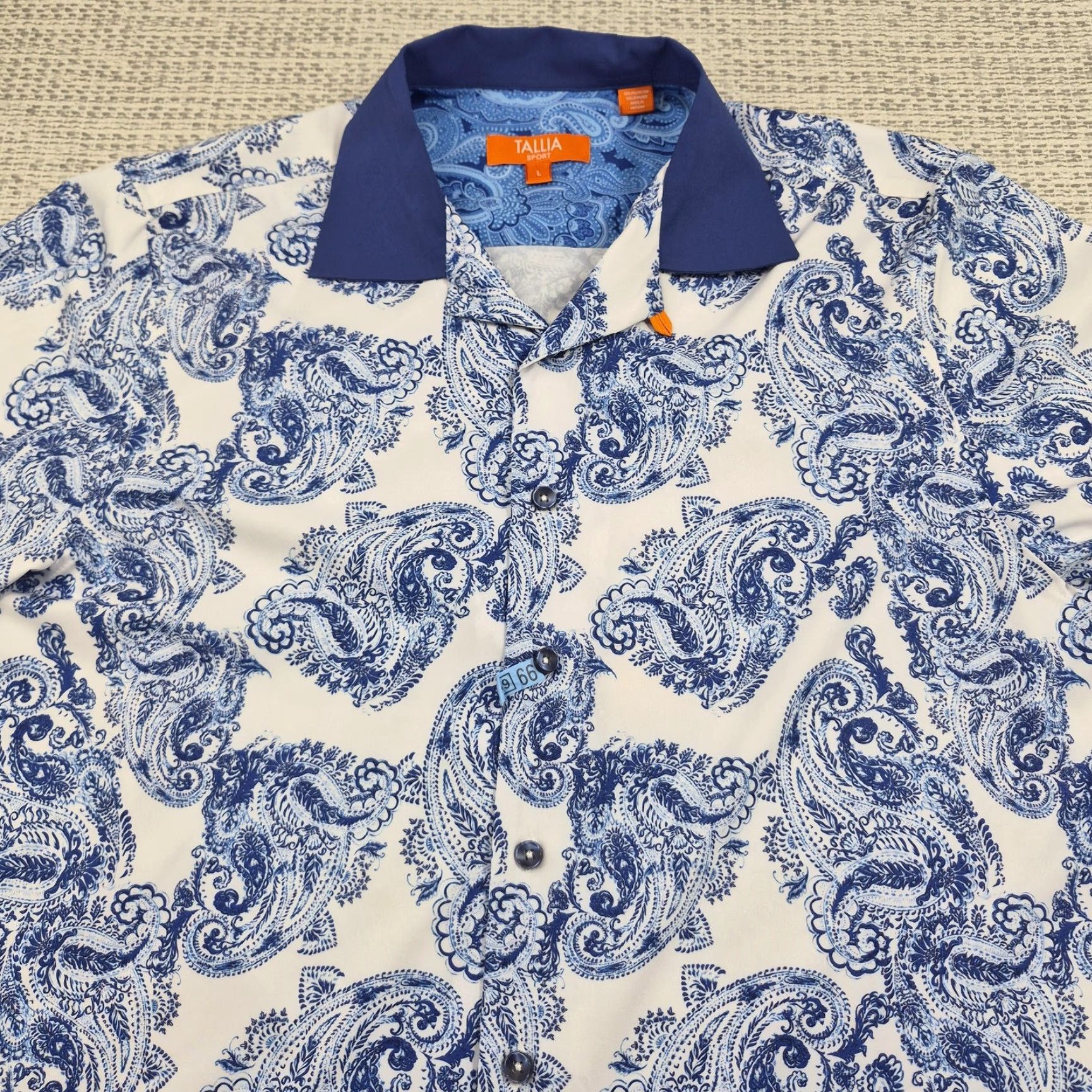 Tallia Tallia Sport Shirt Mens Large Button-Up Paisley Long Sleeve Stretch Casual Size US L / EU 52-54 / 3 - 4 Thumbnail