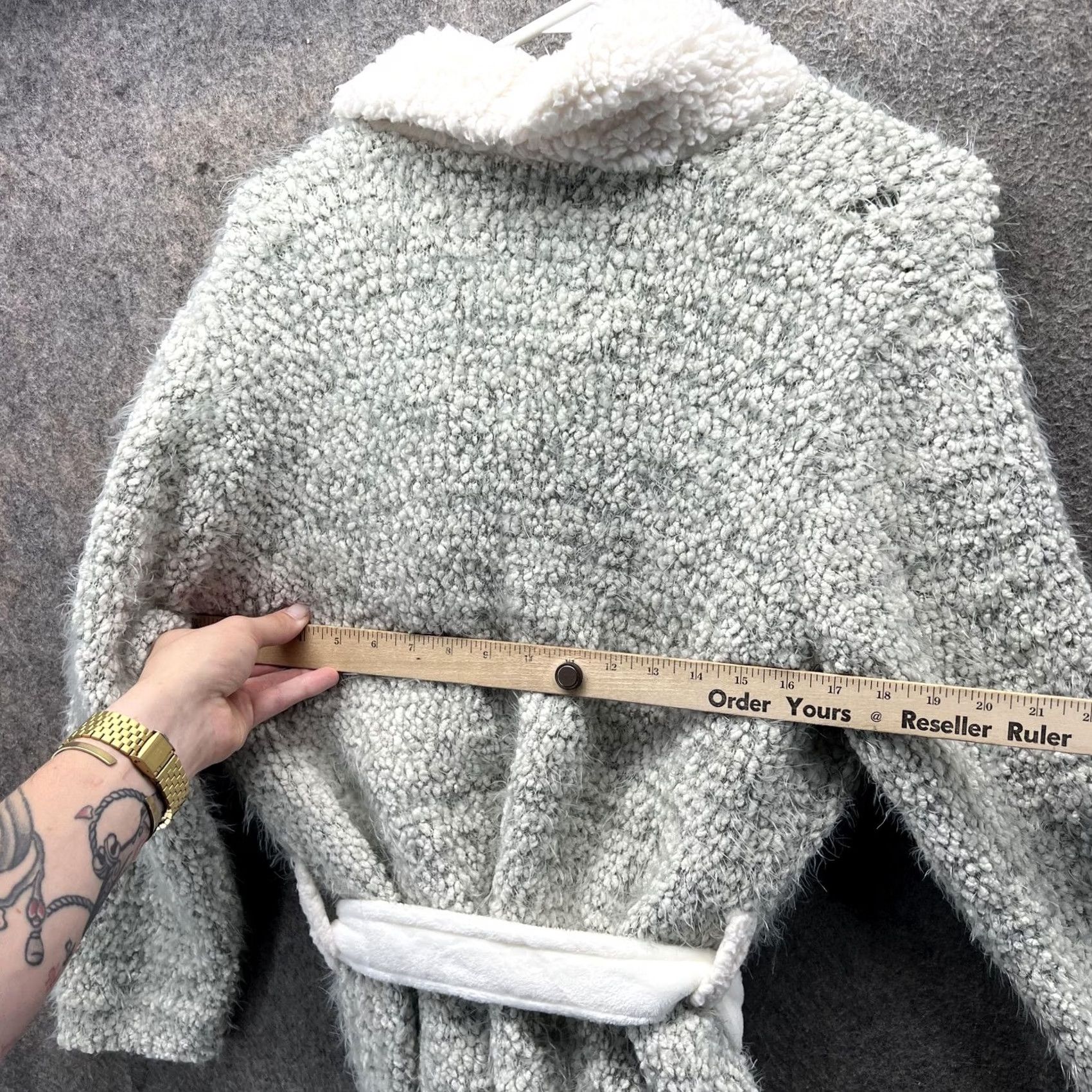 Abercrombie & Fitch VINTAGE Abercrombie & Fitch Sleepwear Robe Womens XS/S Gray Sherpa Belted Cardigan Shawl Collar Size XS / US 0-2 / IT 36-38 - 6 Thumbnail