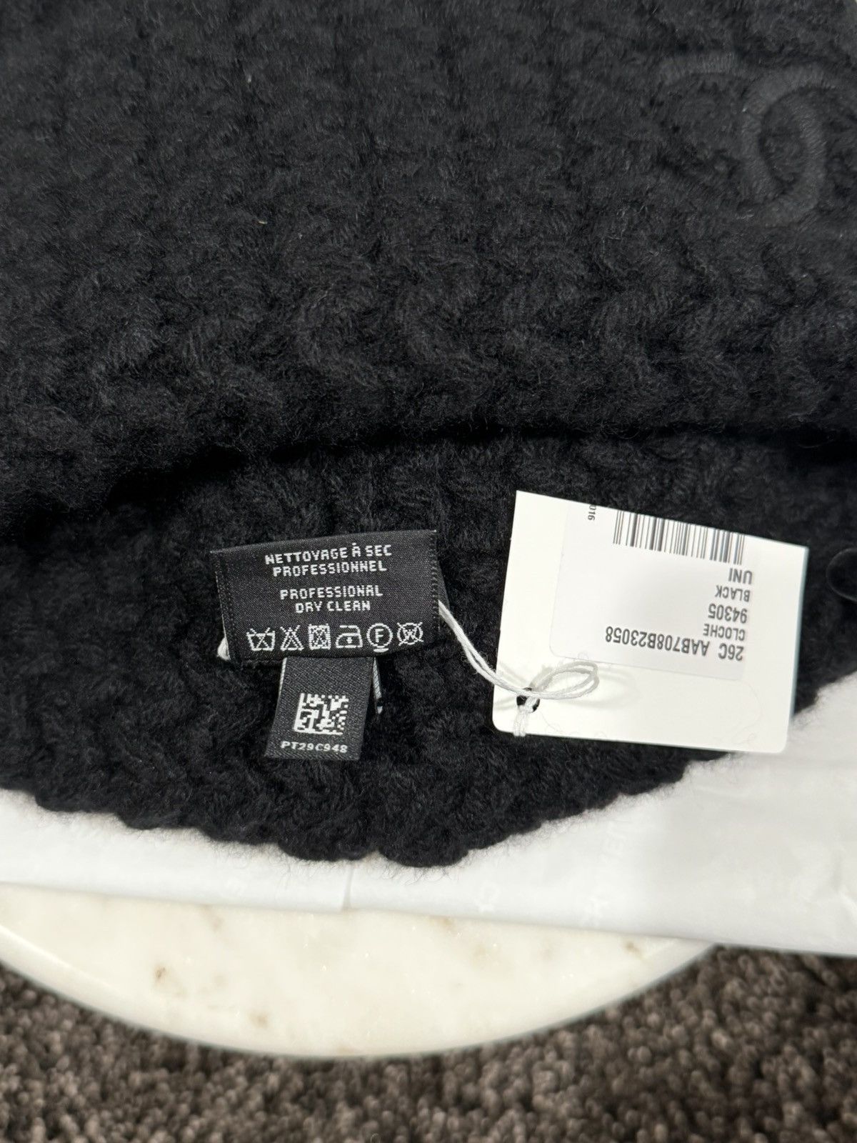 Chanel Chanel Cashmere Triple Black Big CC Logo Knit Beanie Hat Size ONE SIZE - 10 Thumbnail