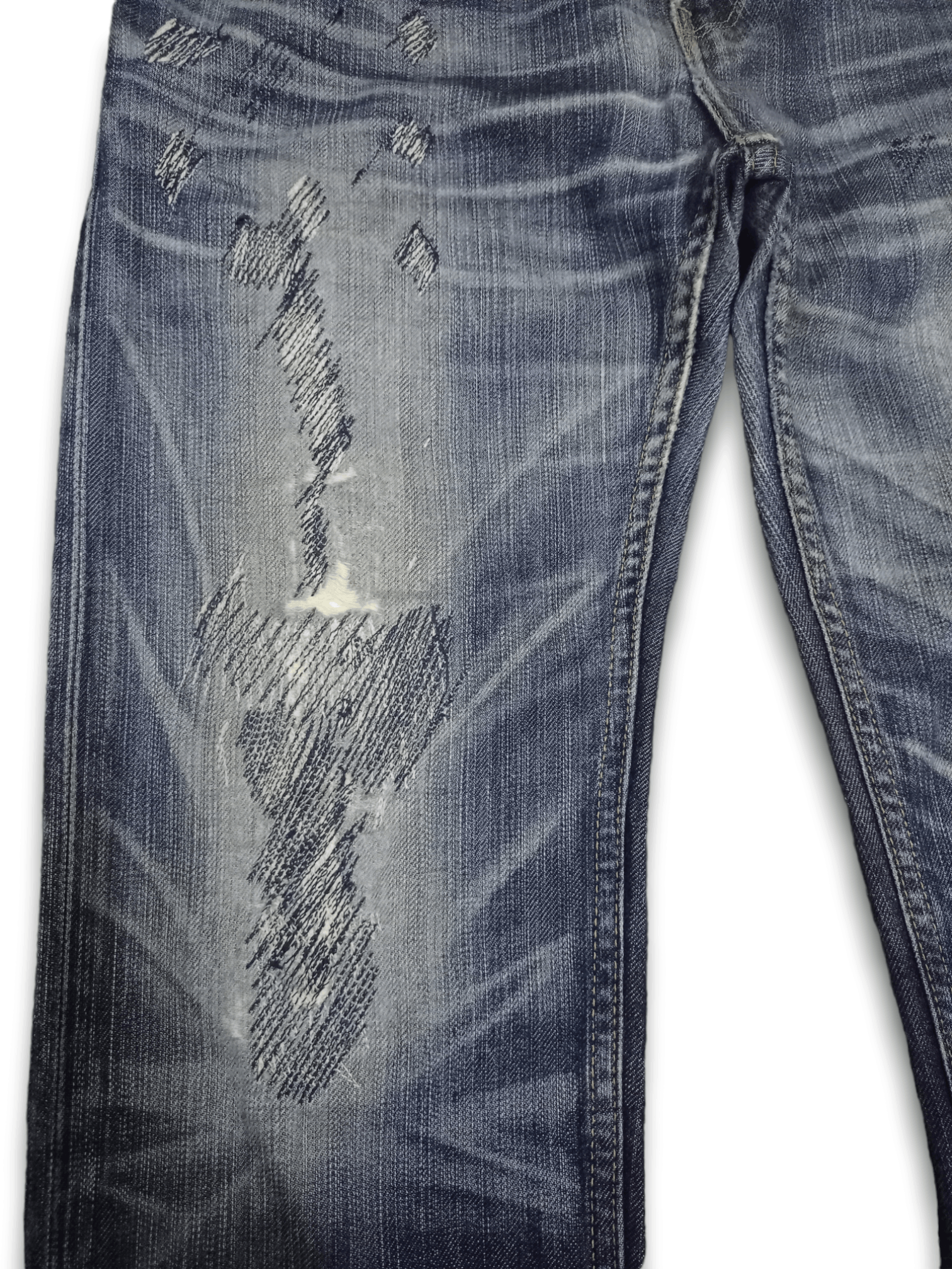 Levi's × Levi's Vintage Clothing Vintage 90s Levis 504 Blue Wash Distressed Rework Jeans Size US 31 - 7 Thumbnail
