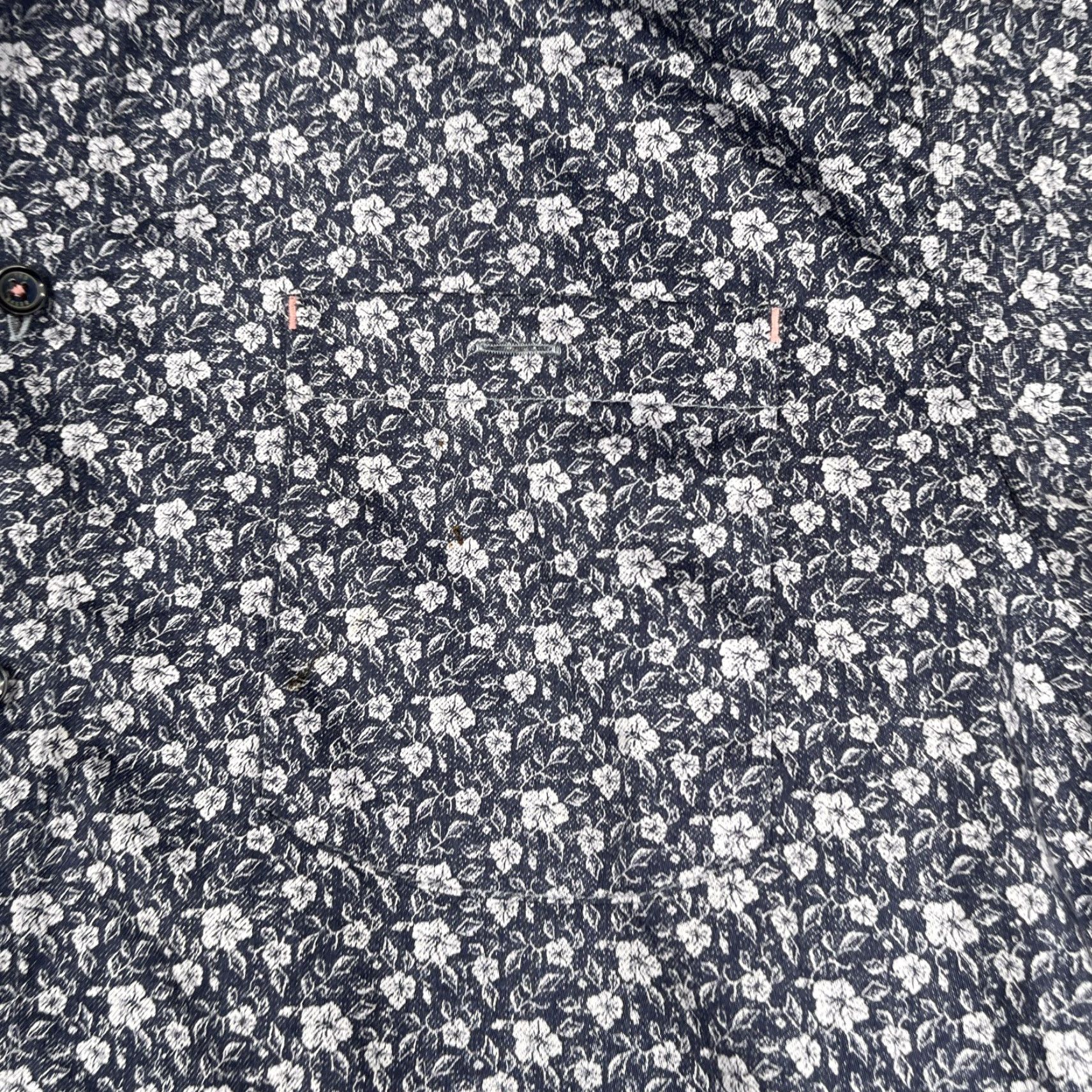 Ted Baker Ted Baker London Shirt Mens Size 4 Button-Up Short Sleeve Navy Pink Flower Print Cotton Size US L / EU 52-54 / 3 - 2 Thumbnail
