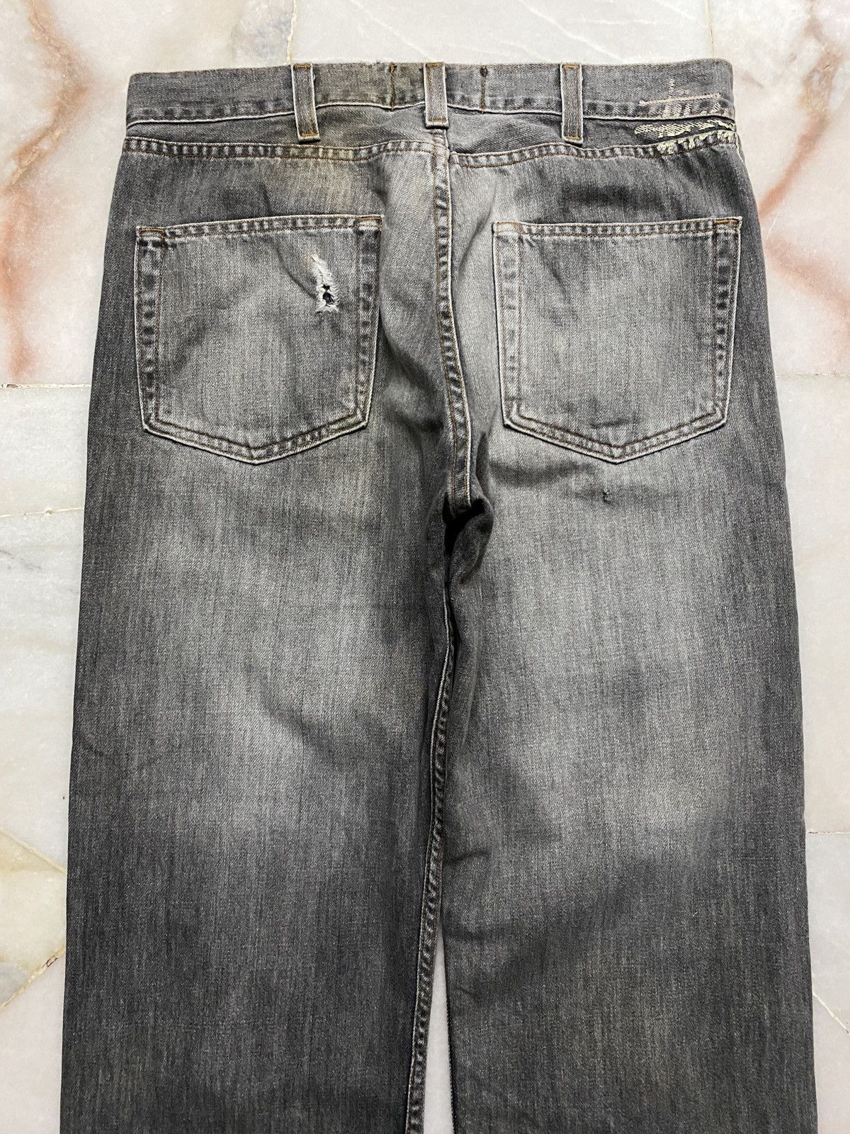 Stussy × Vintage Baggy💥90s Stussy Authentic Workgear Washed Faded Ripped jean Size US 33 - 18 Thumbnail