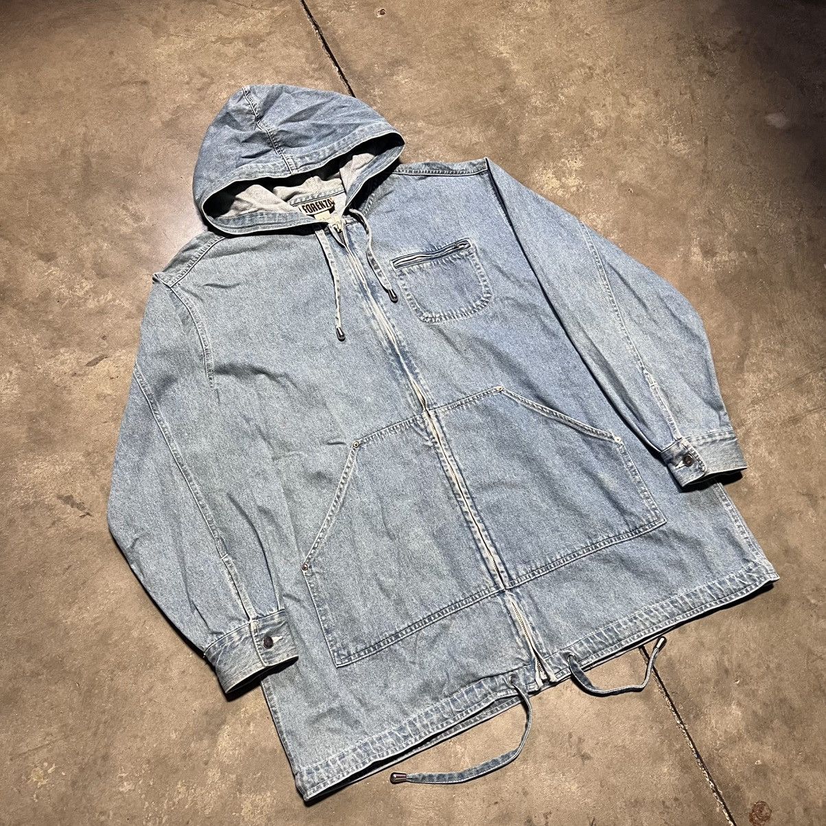 Vintage Vintage 90s Denim Chore Jacket Parka Overcoat Trench Faded Size US L / EU 52-54 / 3 - 2 Thumbnail